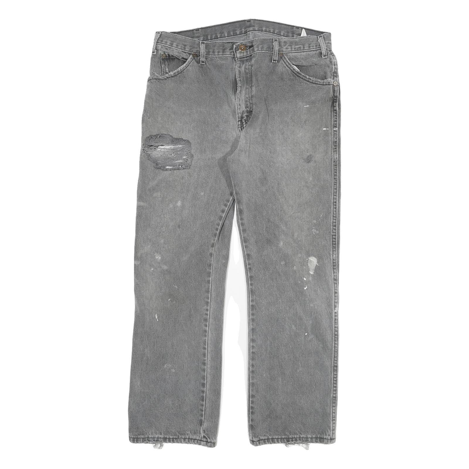 DICKIES Mens Grey Regular Fit Straight Denim W32 L28 Distressed Workwear Jeans Refurbished - N/A refurbished available on Cerqular