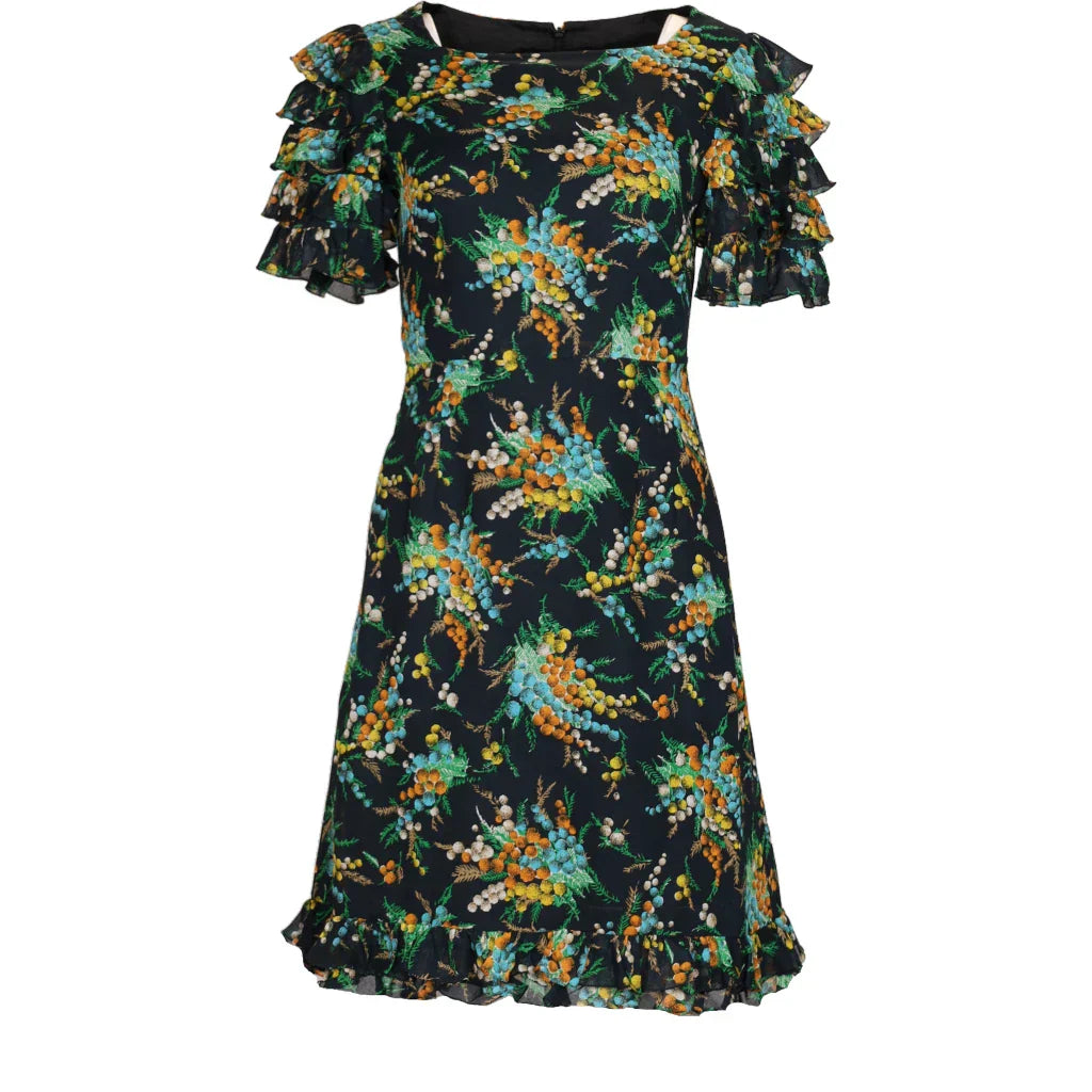 Unbranded Floral Mini Dress - Small Multicoloured Viscose Blend Refurbished - Thrifted (note: this is a term often used to describe second- refurbished available on Cerqular