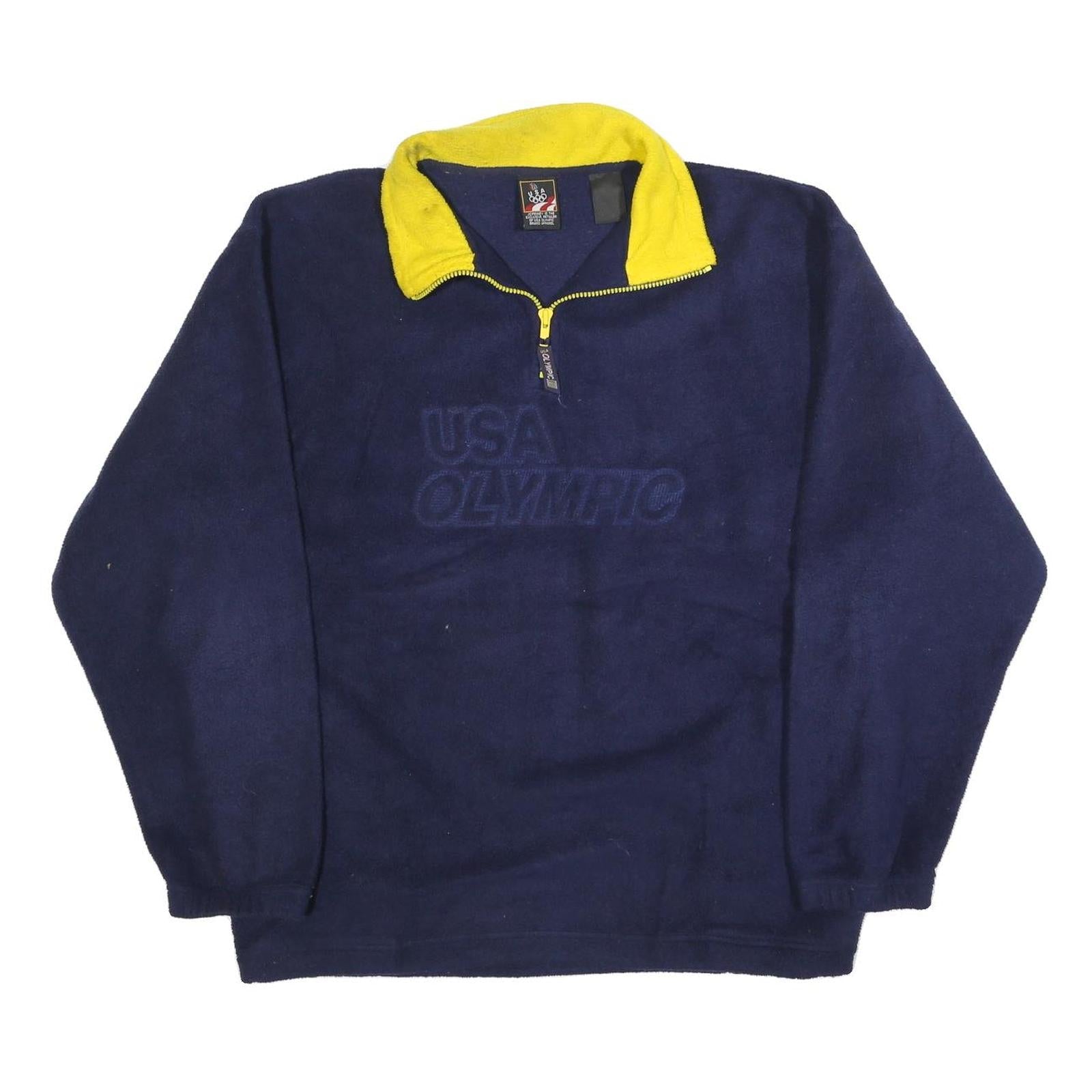 JC PENNY Mens Navy & Yellow USA Olympic Plain Half Zip Pullover Jumper M Refurbished - N/A refurbished available on Cerqular