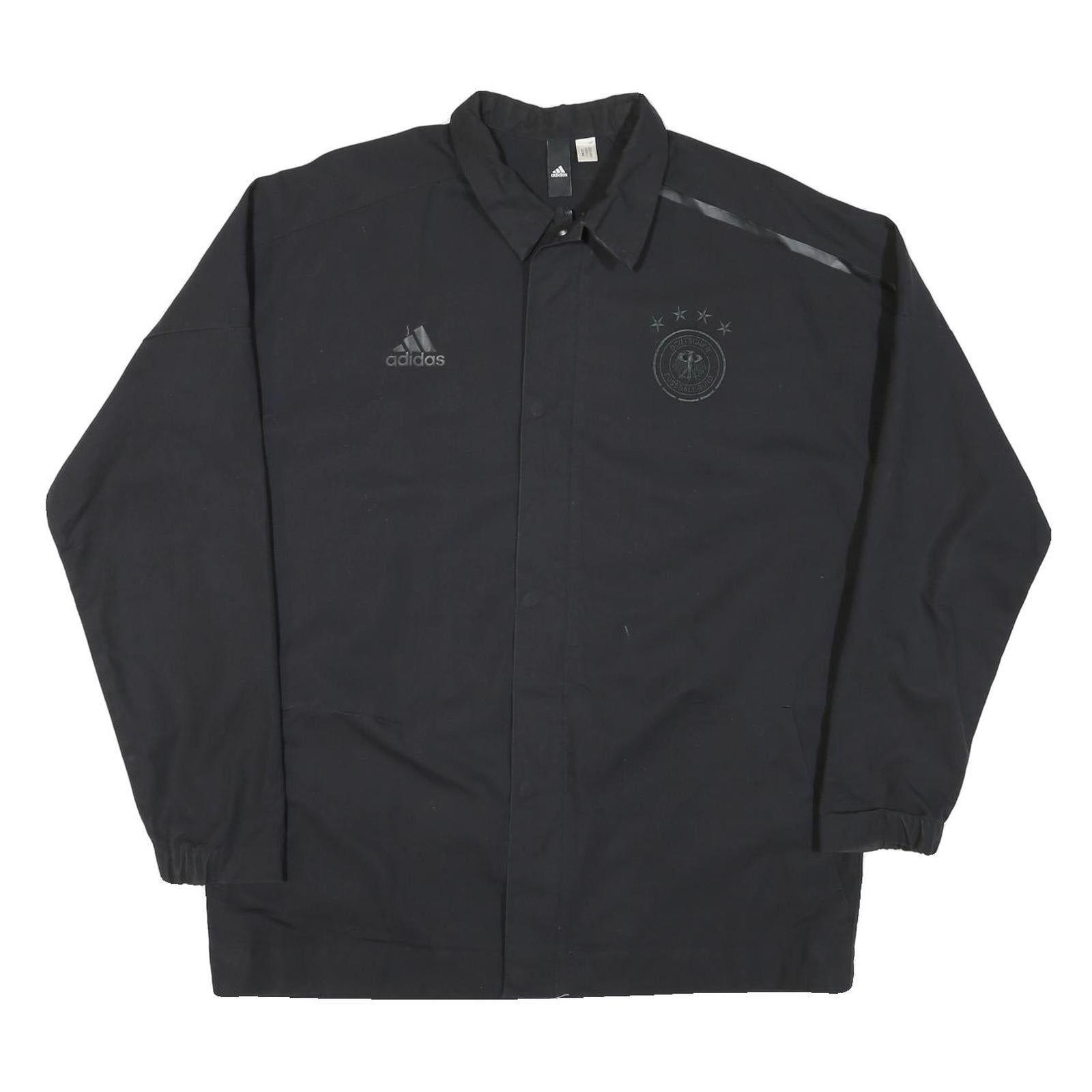 ADIDAS Mens Black Cotton Blend Jacket L Plain Zip Casual Sportswear Refurbished - N/A refurbished available on Cerqular