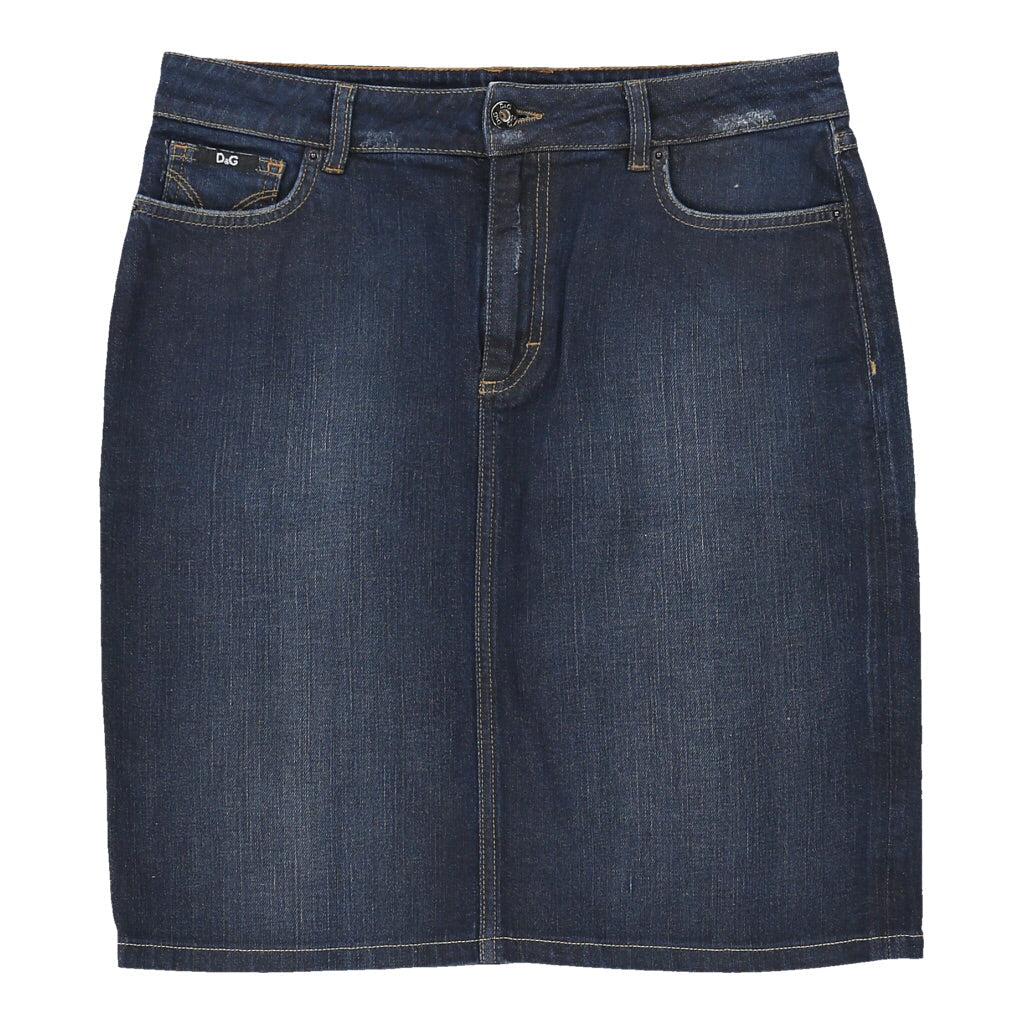 Dolce & Gabbana Midi Denim Skirt - 32W UK 12 Dark Wash Cotton | Size: UK 12 Refurbished - N/A (Preloved Designer is not a specific brand, it refurbished available on Cerqular