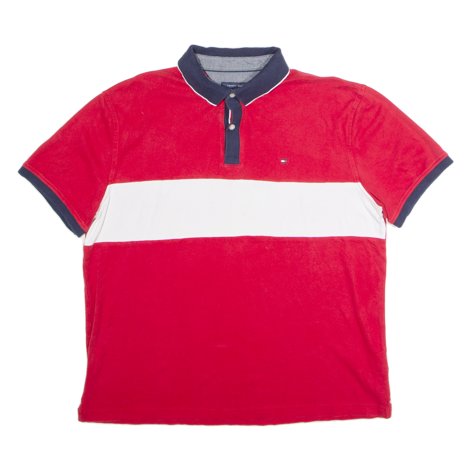 TOMMY HILFIGER Mens Polo Shirt Red Colourblock L Refurbished - N/A refurbished available on Cerqular