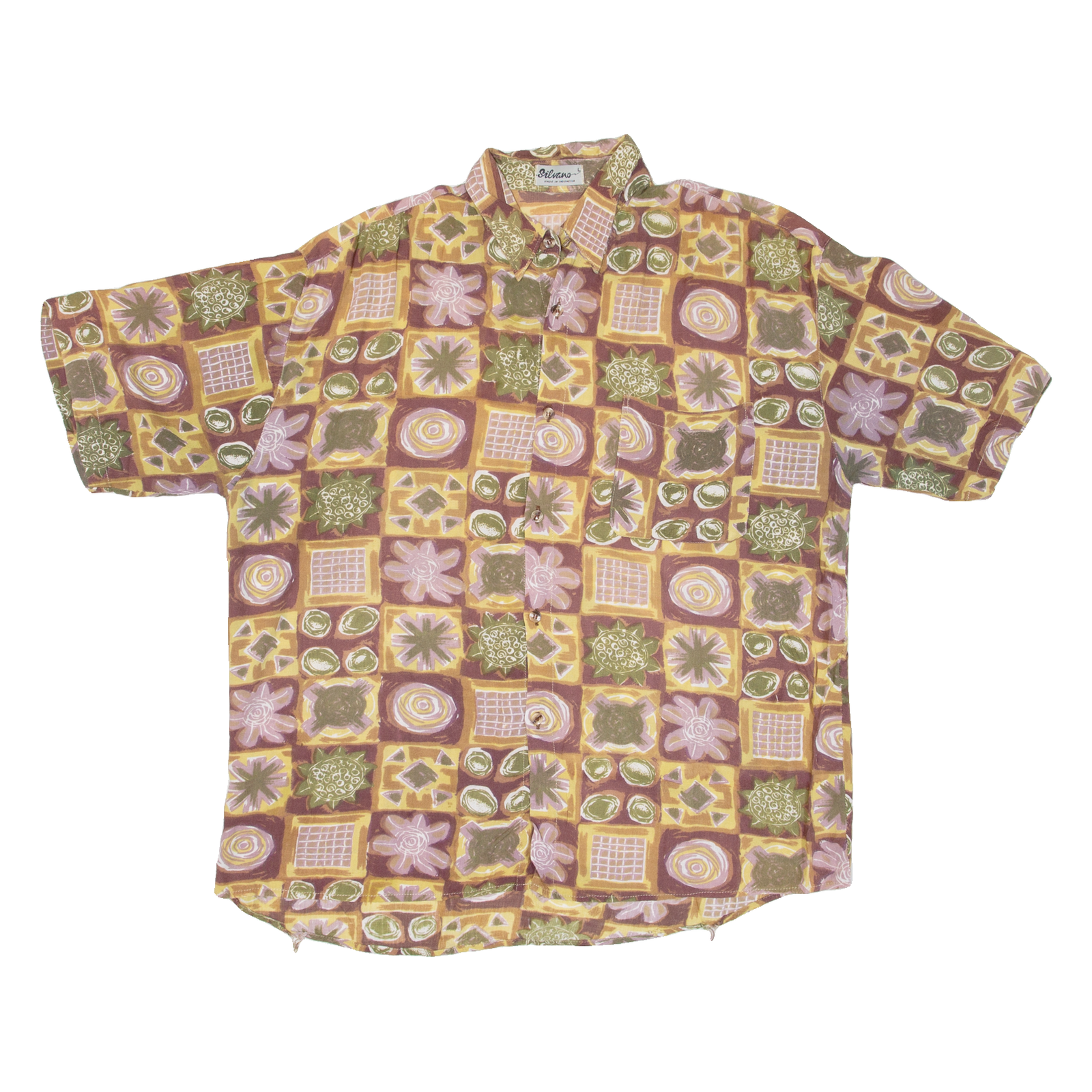 SALVANO Mens Shirt Green Crazy Pattern L Refurbished - N/A refurbished available on Cerqular