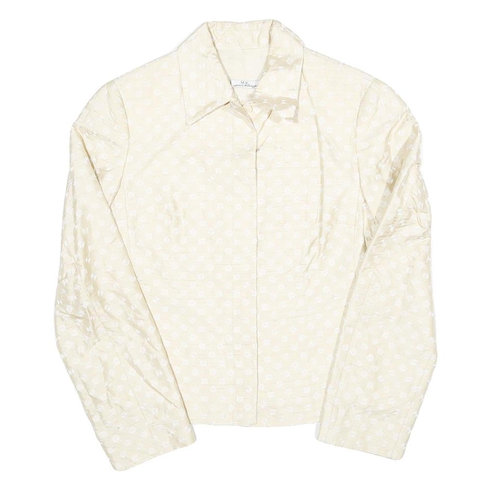 Womens Cream Jacquard Button Jacket S Polyester Blend Classic Stylish Refurbished - N/A refurbished available on Cerqular