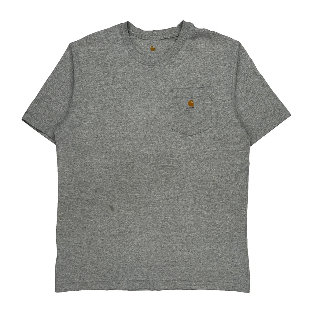 Carhartt T-Shirt - Large Grey Cotton Blend Refurbished - Thrifted (note: this is a term often used to describe second- refurbished available on Cerqular