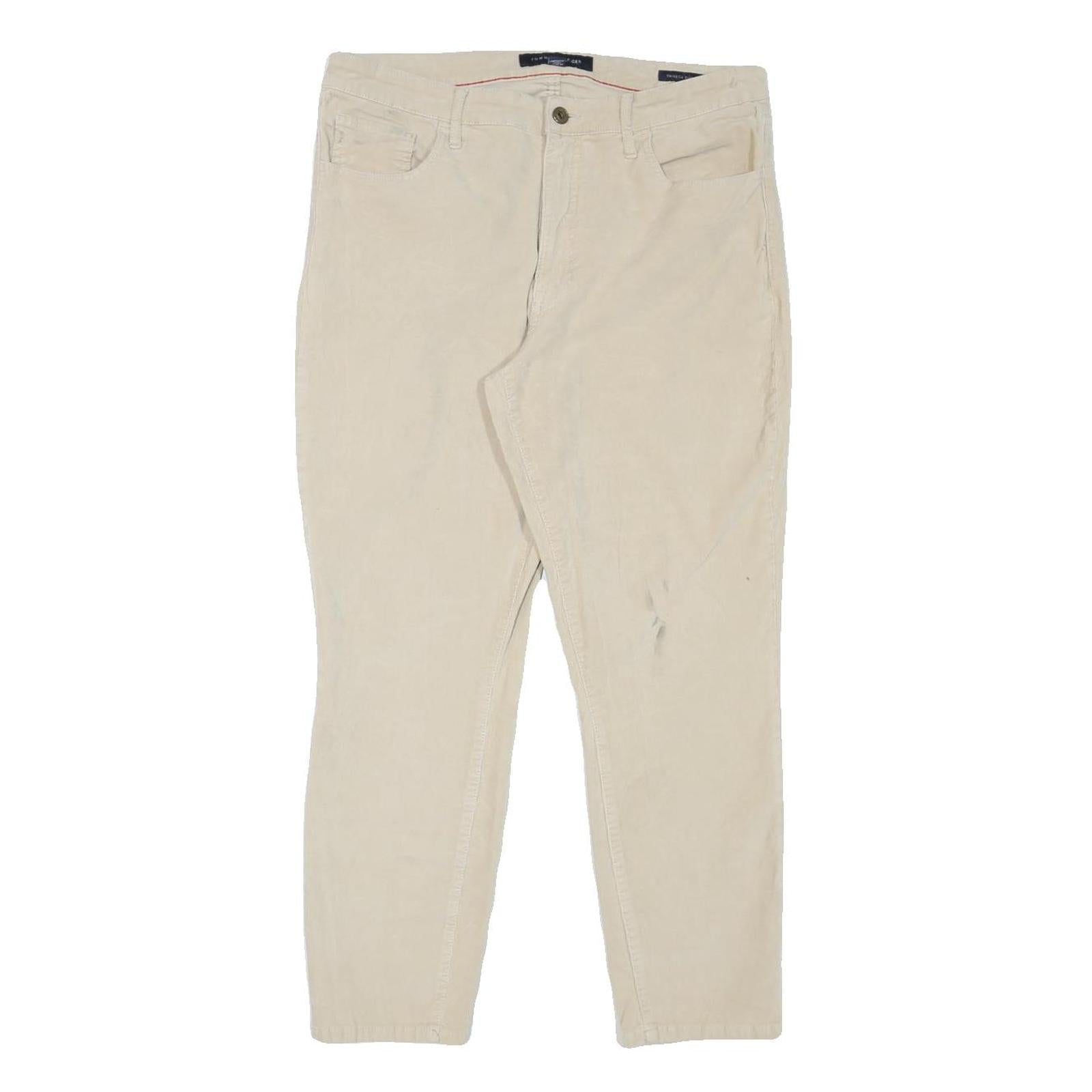 TOMMY HILFIGER Womens Regular Fit Beige Cotton Blend Regular Leg Trousers W34 Refurbished - N/A refurbished available on Cerqular