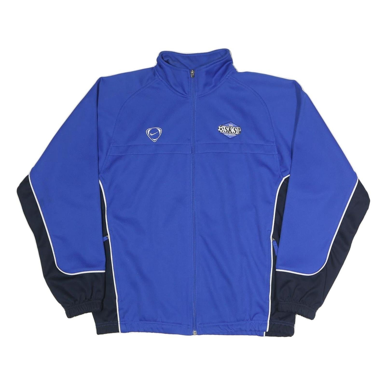 NIKE Mens Blue & Black Track Jacket L Polyester Blend Zip Sports Football SKS Refurbished - N/A refurbished available on Cerqular