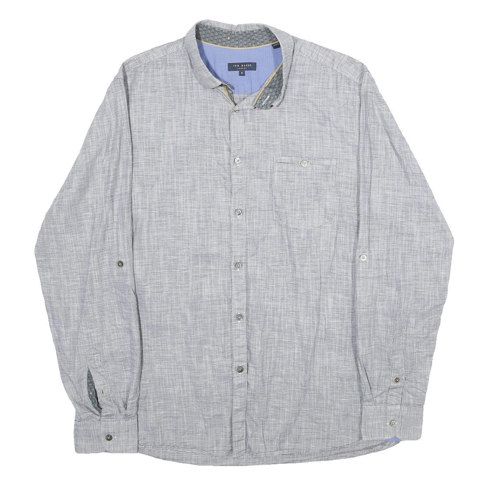 TED BAKER Mens Grey Cotton Blend Casual Shirt L Button Collar Long Sleeve Refurbished - N/A refurbished available on Cerqular