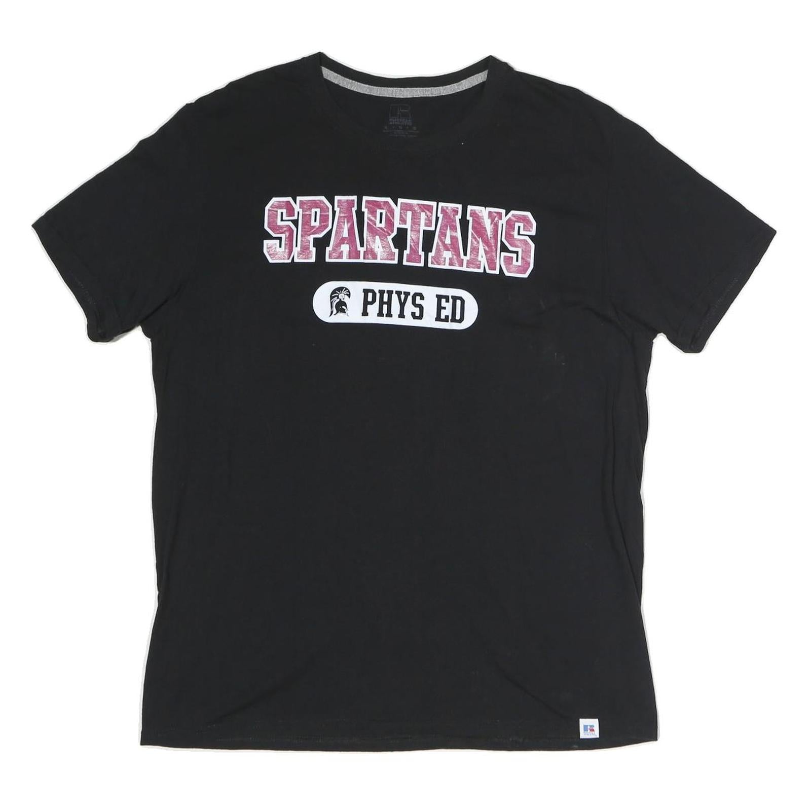 RUSSELL ATHLETIC Womens Black Spartans Graphic T-Shirt L Short Sleeve Crew Neck Refurbished - N/A refurbished available on Cerqular