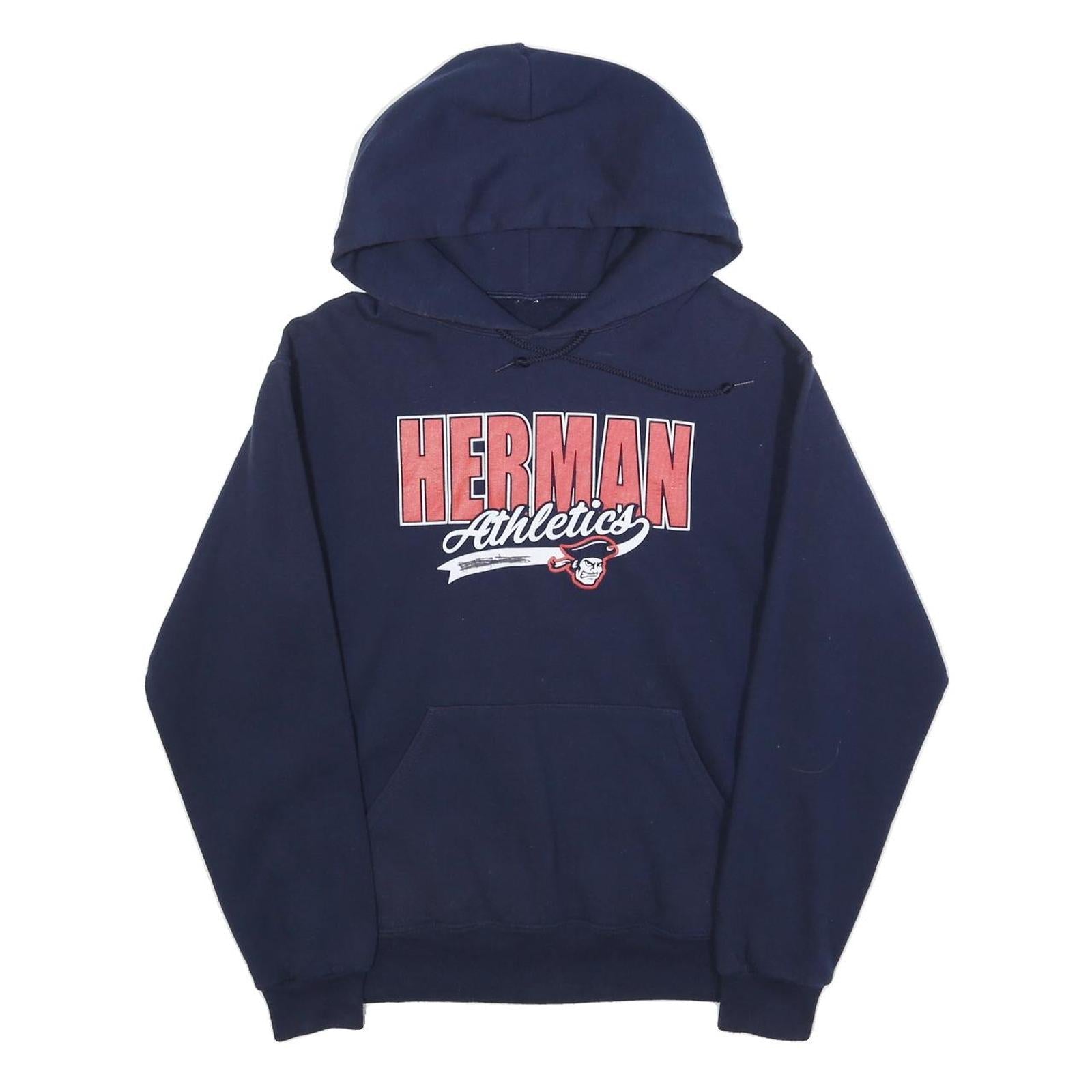 Mens Navy Blue Cotton Blend Hoodie S Herman Athletics Pullover Hooded Sweatshirt Refurbished - N/A refurbished available on Cerqular