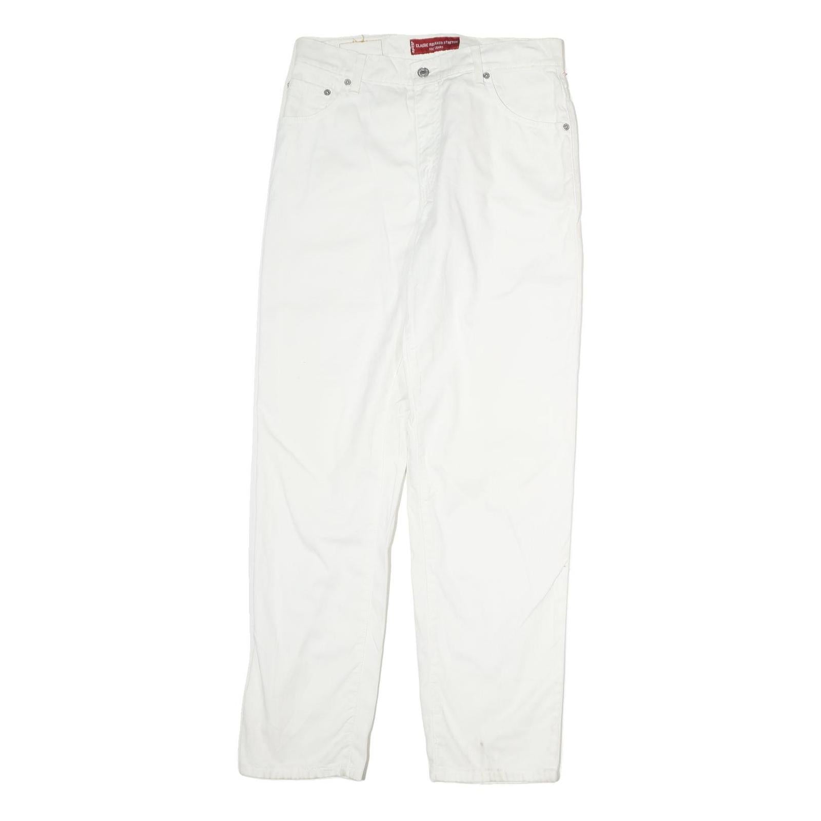 LEVI'S Womens Cotton White Regular Straight Trousers W30 L31 Classic Zip Pocket Refurbished - N/A refurbished available on Cerqular
