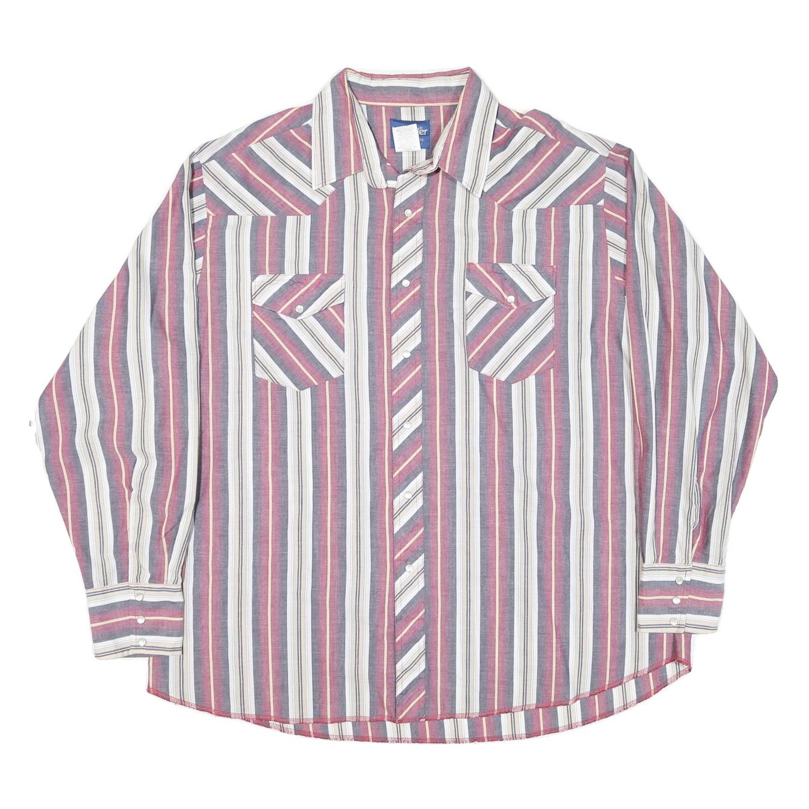 WRANGLER Mens Red & White Stripe Shirt 2XL Western Style Casual Cotton Blend Refurbished - N/A refurbished available on Cerqular