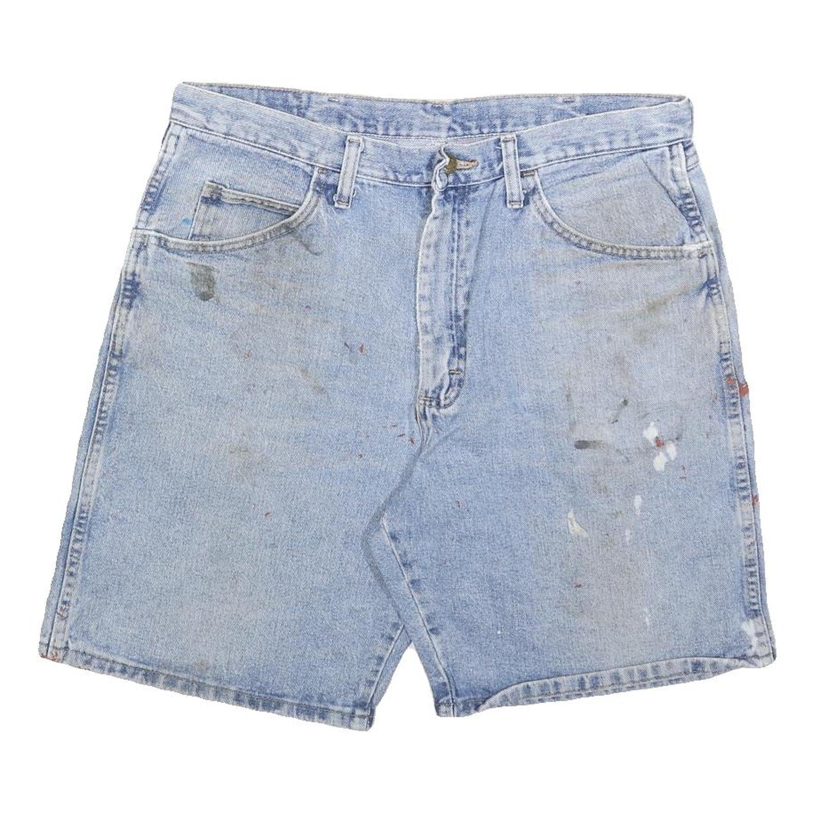 WRANGLER Mens Denim Blue Casual Shorts M W34 Cotton Blend Classic Fit Refurbished - N/A refurbished available on Cerqular