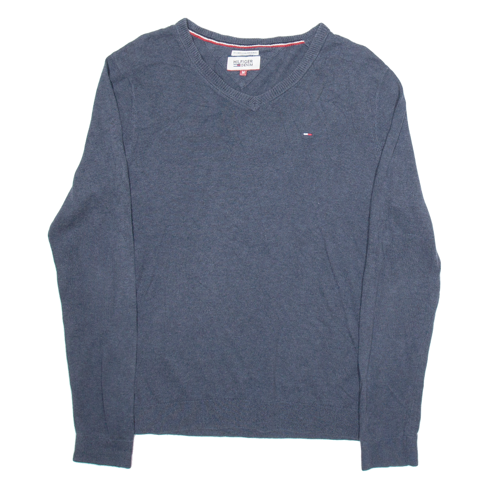 TOMMY HILFIGER Mens Jumper Blue V-Neck Tight Knit M Refurbished - N/A refurbished available on Cerqular