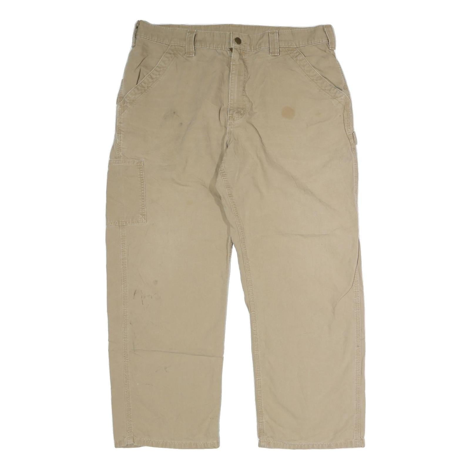 CARHARTT Mens Cotton Beige Regular Straight Leg Trousers W38 L30 Workwear Casual Refurbished - N/A refurbished available on Cerqular
