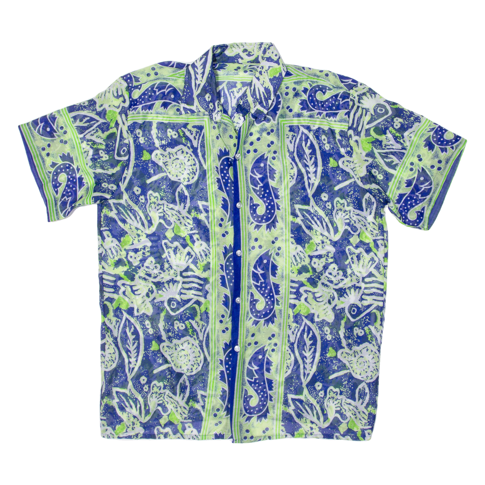 See Through Mens Shirt Green Crazy Pattern L Refurbished - N/A refurbished available on Cerqular