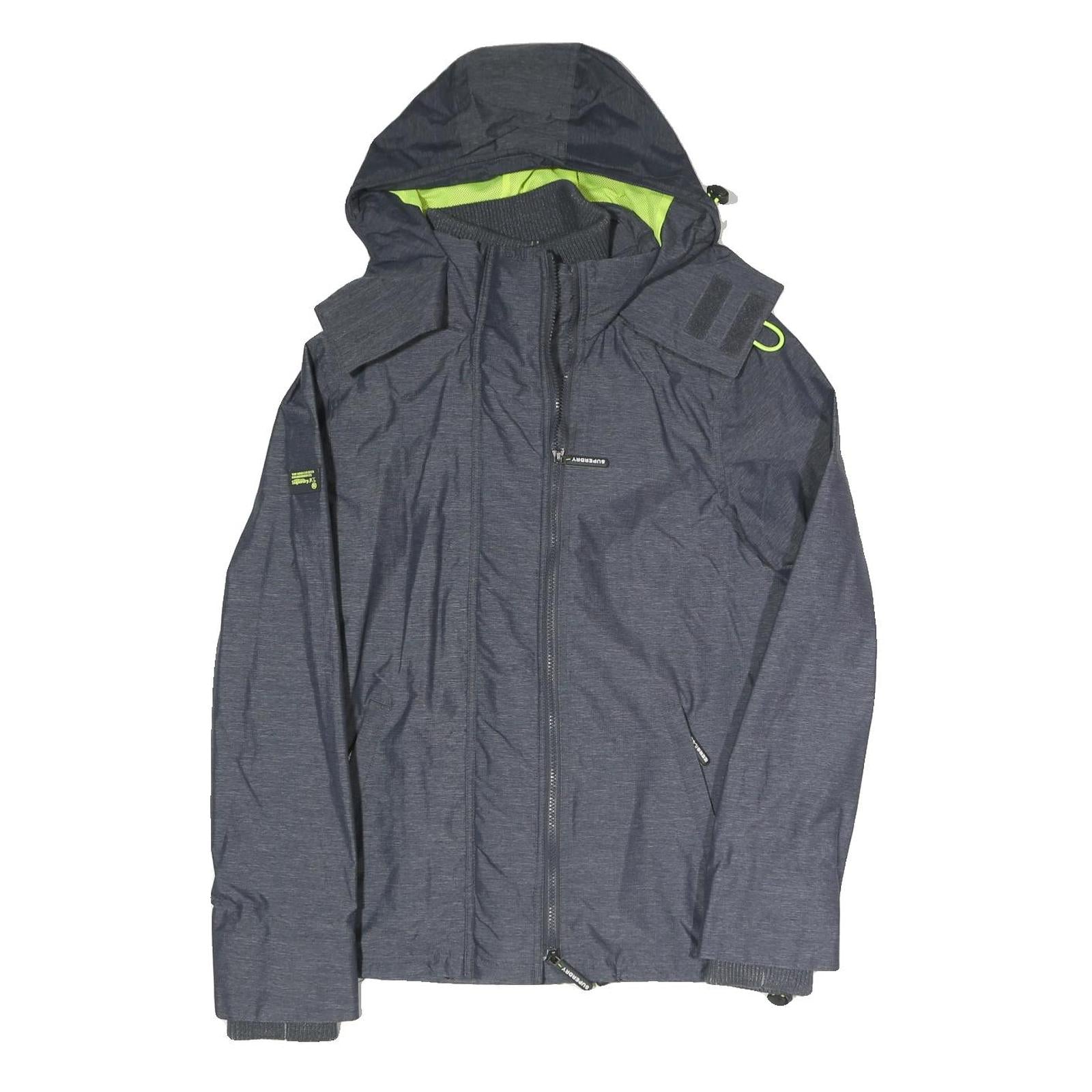 SUPERDRY Mens Grey & Lime Hooded Zip Jacket S Polyester Blend Casual Refurbished - N/A refurbished available on Cerqular