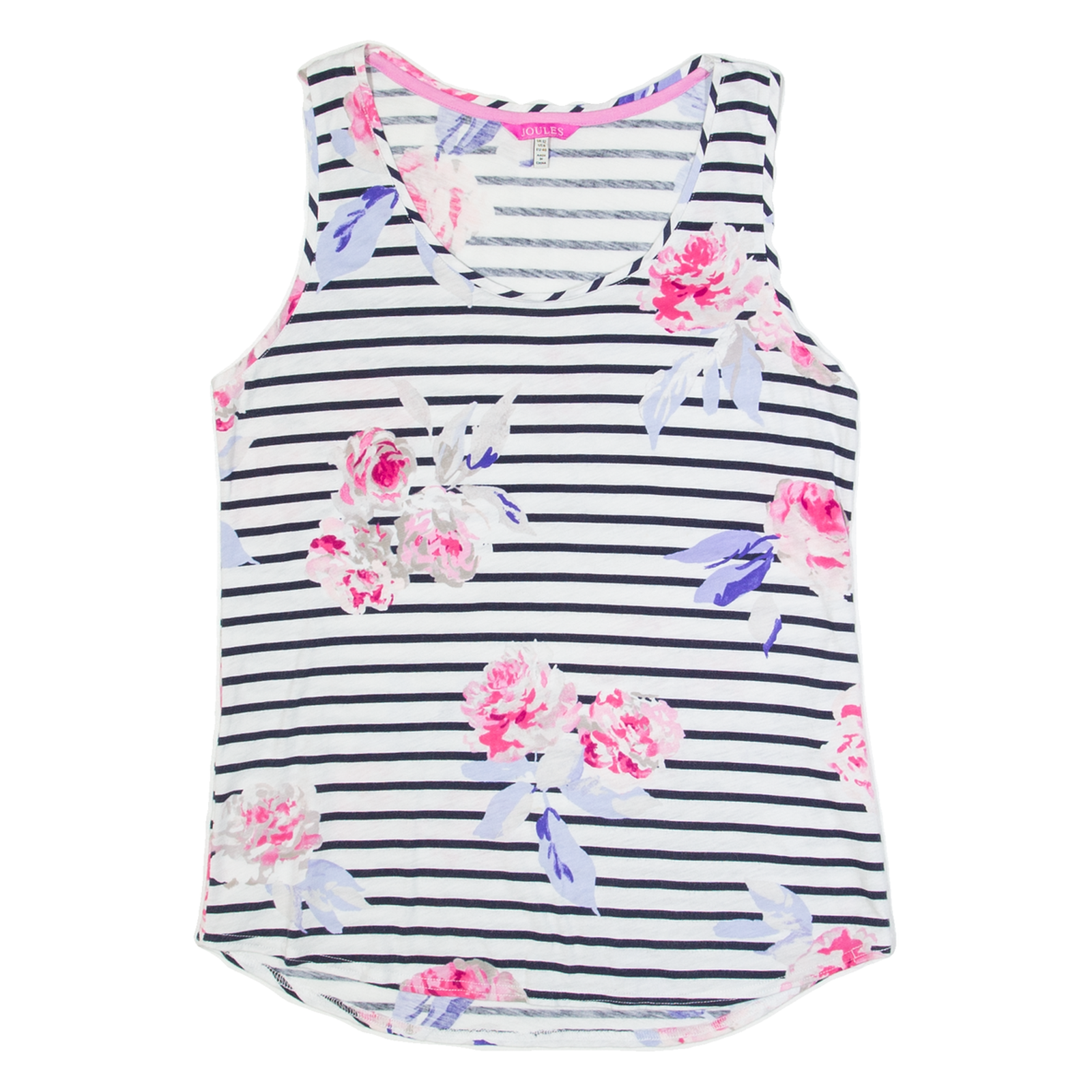 JOULES Womens Printed Vest White Sleeveless Striped UK 12 Refurbished - N/A refurbished available on Cerqular