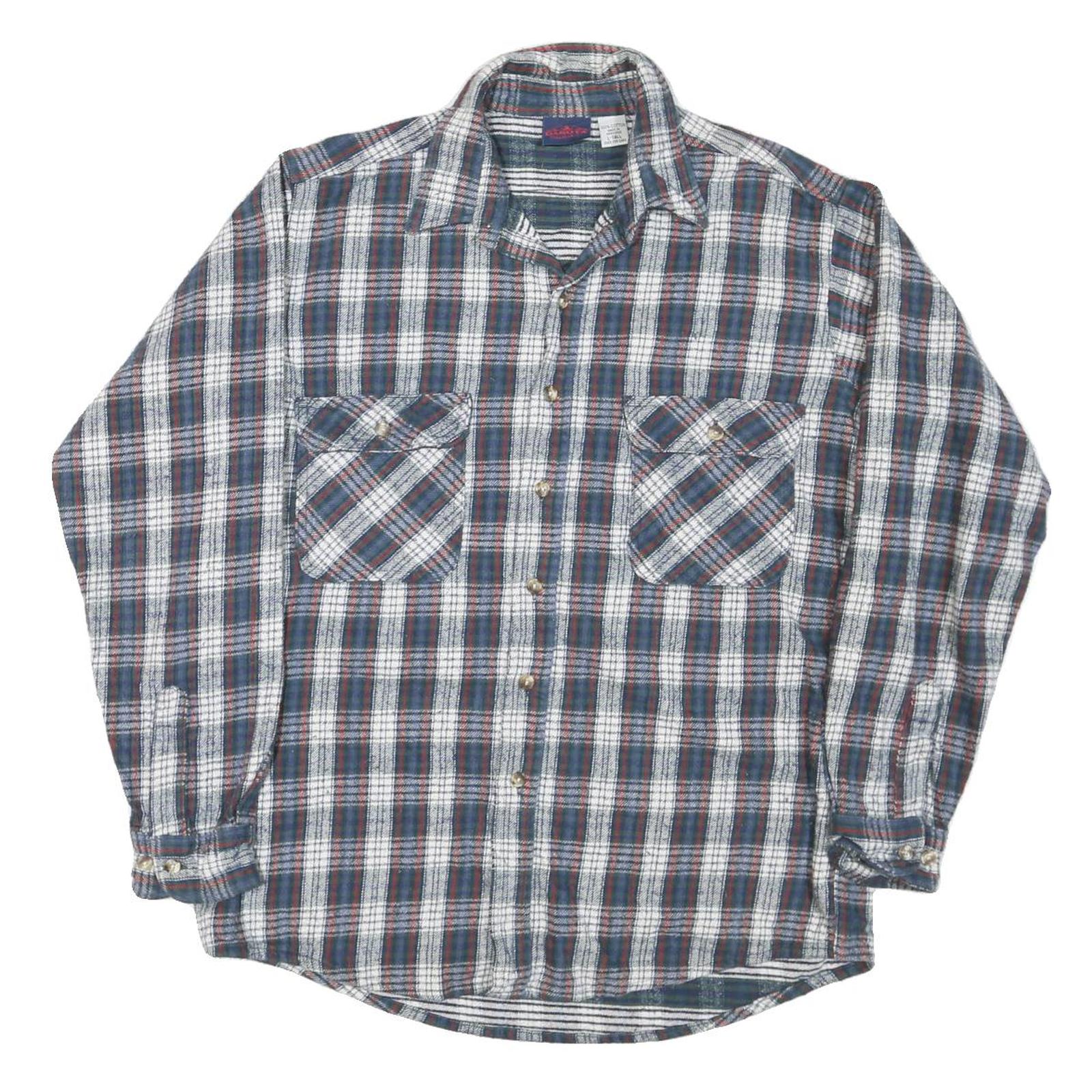DAKOTA Mens Blue White Brown Check Shirt L Cotton Blend Casual Classic Refurbished - N/A refurbished available on Cerqular