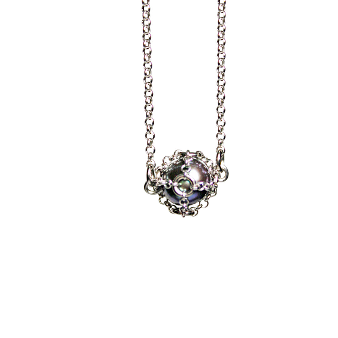 Caged Black Pearl Necklace | Jewelry Material: Sterling silver Refurbished - N/A (Note: There is no well-known brand with this name refurbished available on Cerqular