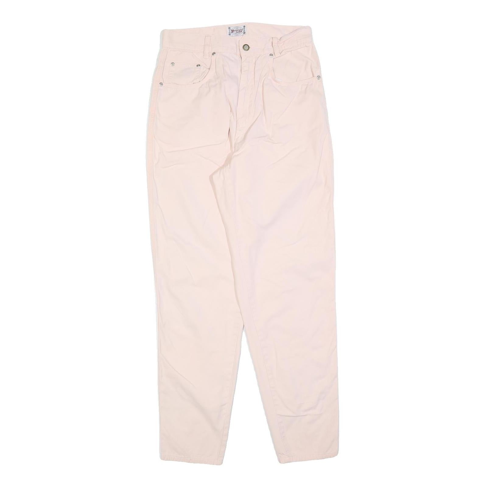 PACIFIC LINE Womens Cotton Blend White Slim Tapered Trousers W30 L30 Casual Zip Refurbished - N/A refurbished available on Cerqular
