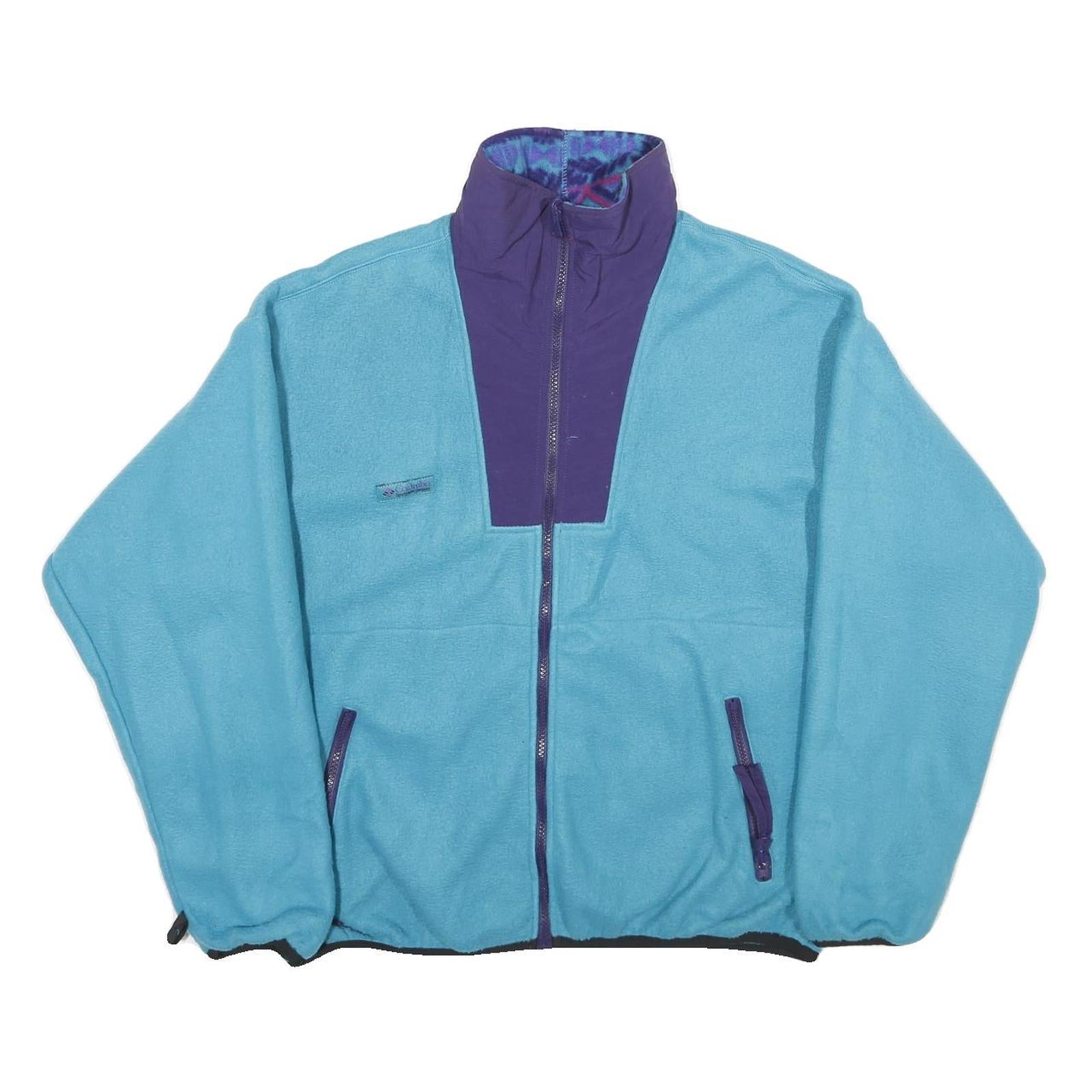 COLUMBIA Womens Blue & Purple Fleece Jacket L Polyester Blend Zip Casual Outdoor Refurbished - N/A refurbished available on Cerqular