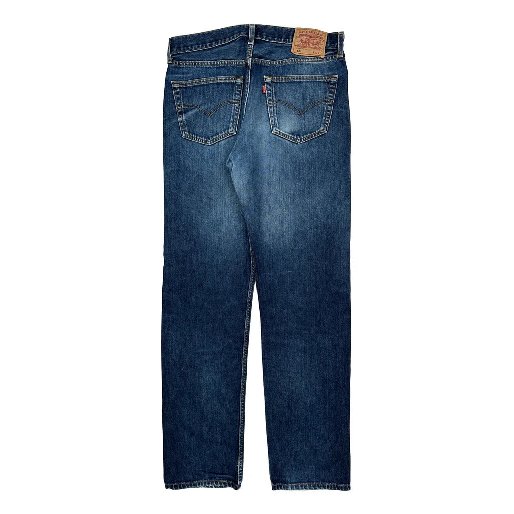 501 Levis Jeans - 34W 30L Dark Wash Cotton Refurbished - Thrifted (note: this is a term often used to describe second- refurbished available on Cerqular