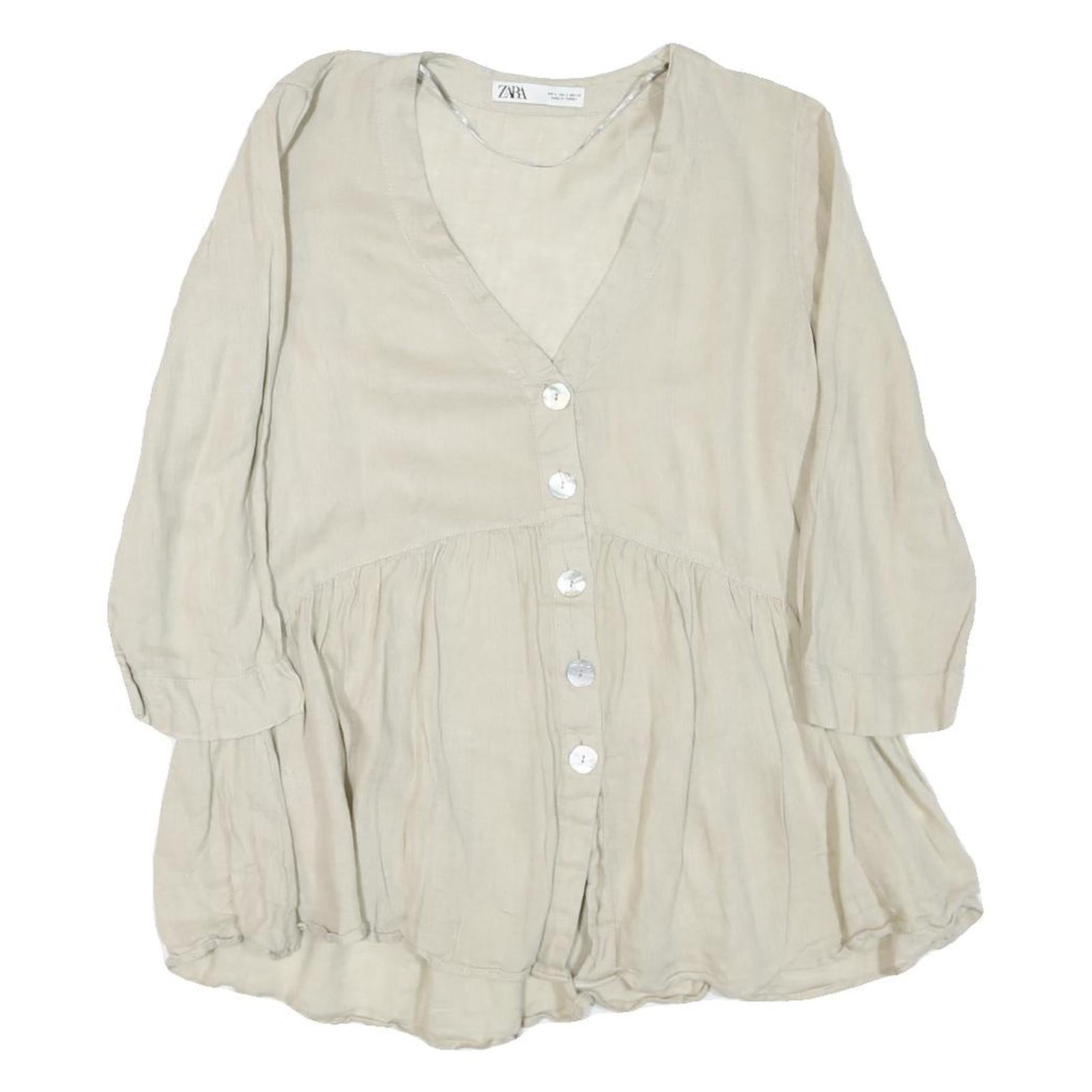 Buy ZARA Womens Beige Cotton Blend Basic Button Long Sleeve V-Neck Top S Refurbished - $18.19 ZARA Womens Beige Cotton Blend Basic Button Long Sleeve V-Neck Top S Refurbished - N/A refurbished available on Cerqular