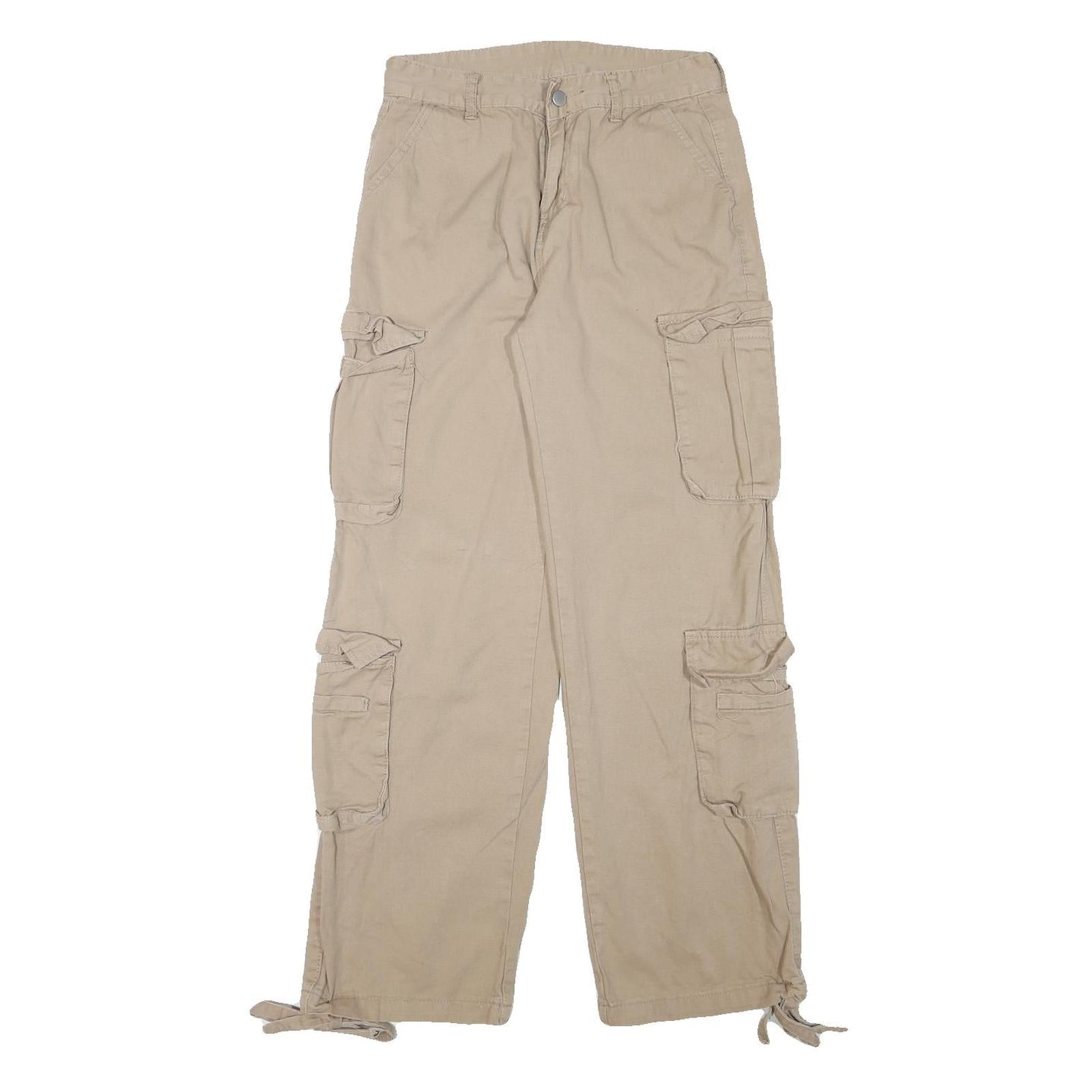 Mens Cotton Blend Beige Relaxed Cargo Trousers W28 L30 Casual Utility Pockets Refurbished - N/A refurbished available on Cerqular