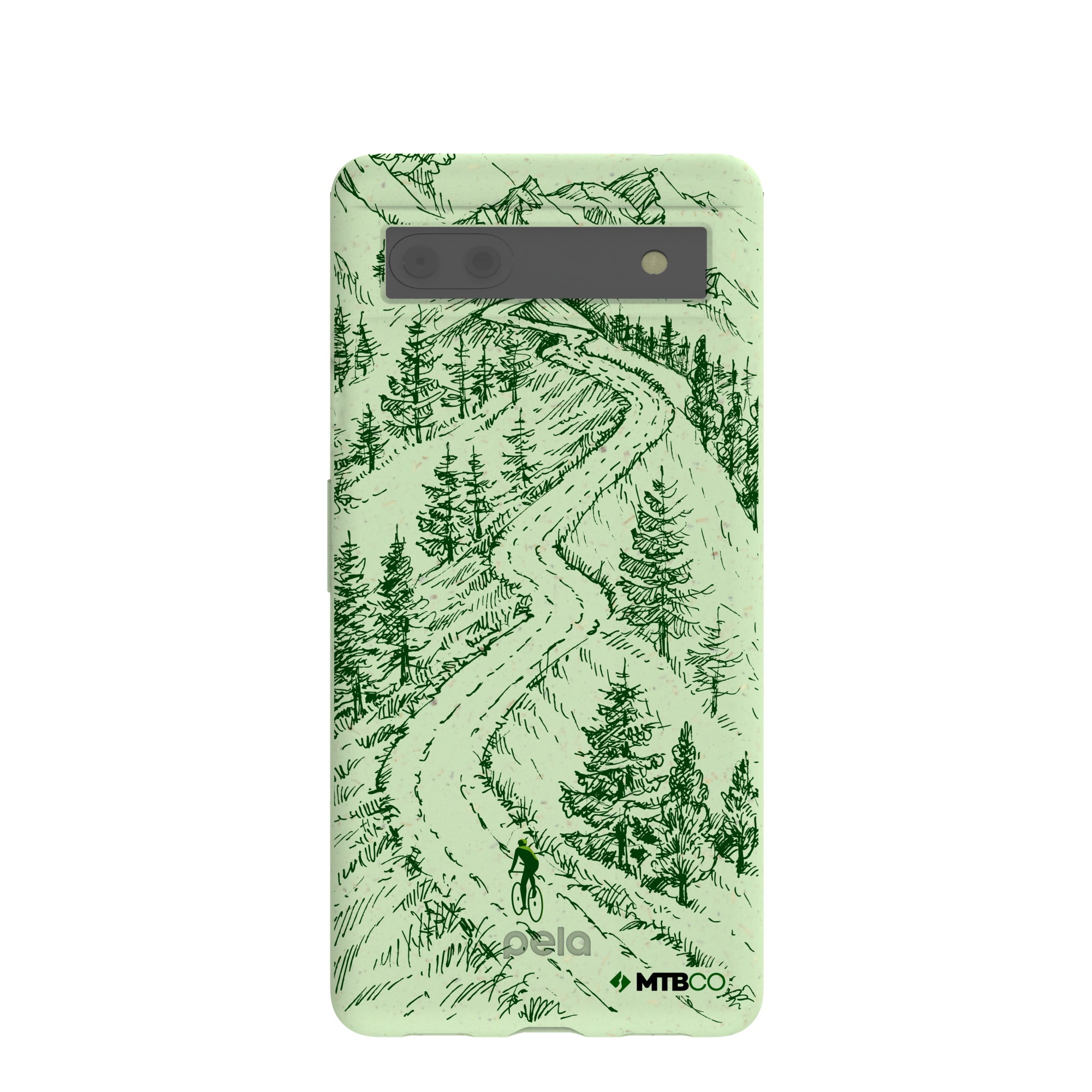 Sage Green Into the Mountains MTBCO Google Pixel 6a Case Refurbished - Pela Case refurbished available on Cerqular