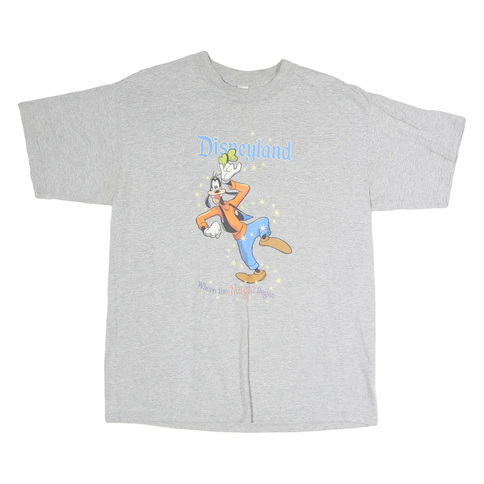 DISNEY Mens Grey Goofy Disneyland Graphic T-Shirt M Short Sleeve Crew Neck Refurbished - N/A refurbished available on Cerqular