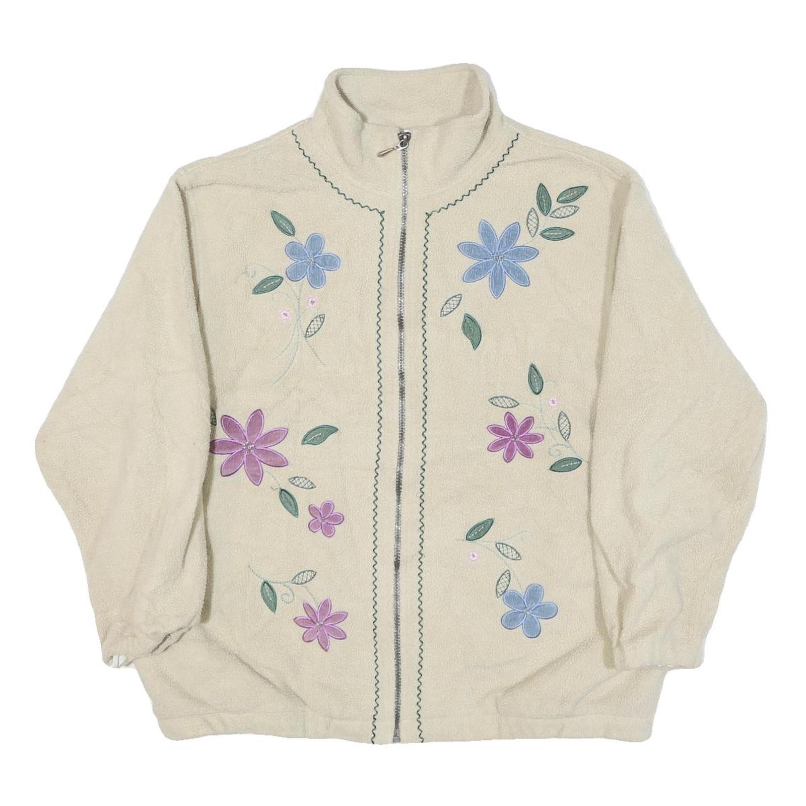 ALFRED DUNNER Womens Cream Jacket S Polyester Blend Floral Zip Front Refurbished - N/A refurbished available on Cerqular