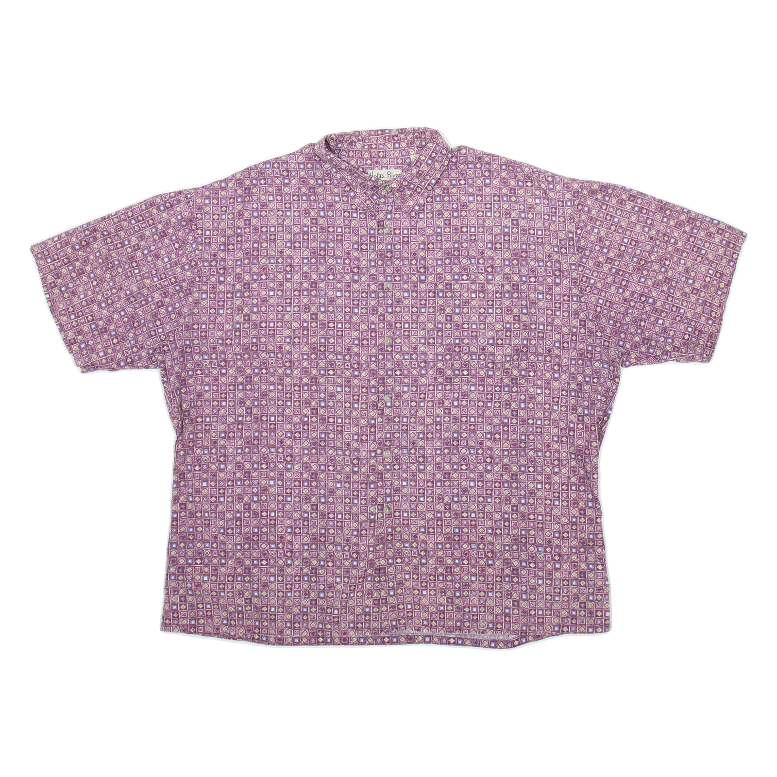 HOLLIS RIVER Mens Shirt Purple Geometric 2XL Refurbished - N/A refurbished available on Cerqular
