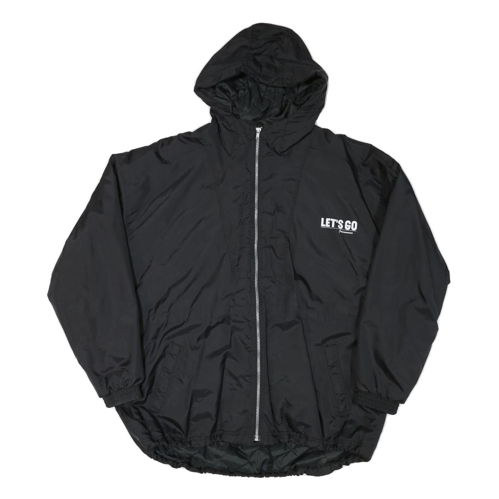 LET'S GO Mens Black Polyester Blend Zip Jacket 3XL Lightweight Graphic Print Refurbished - N/A refurbished available on Cerqular