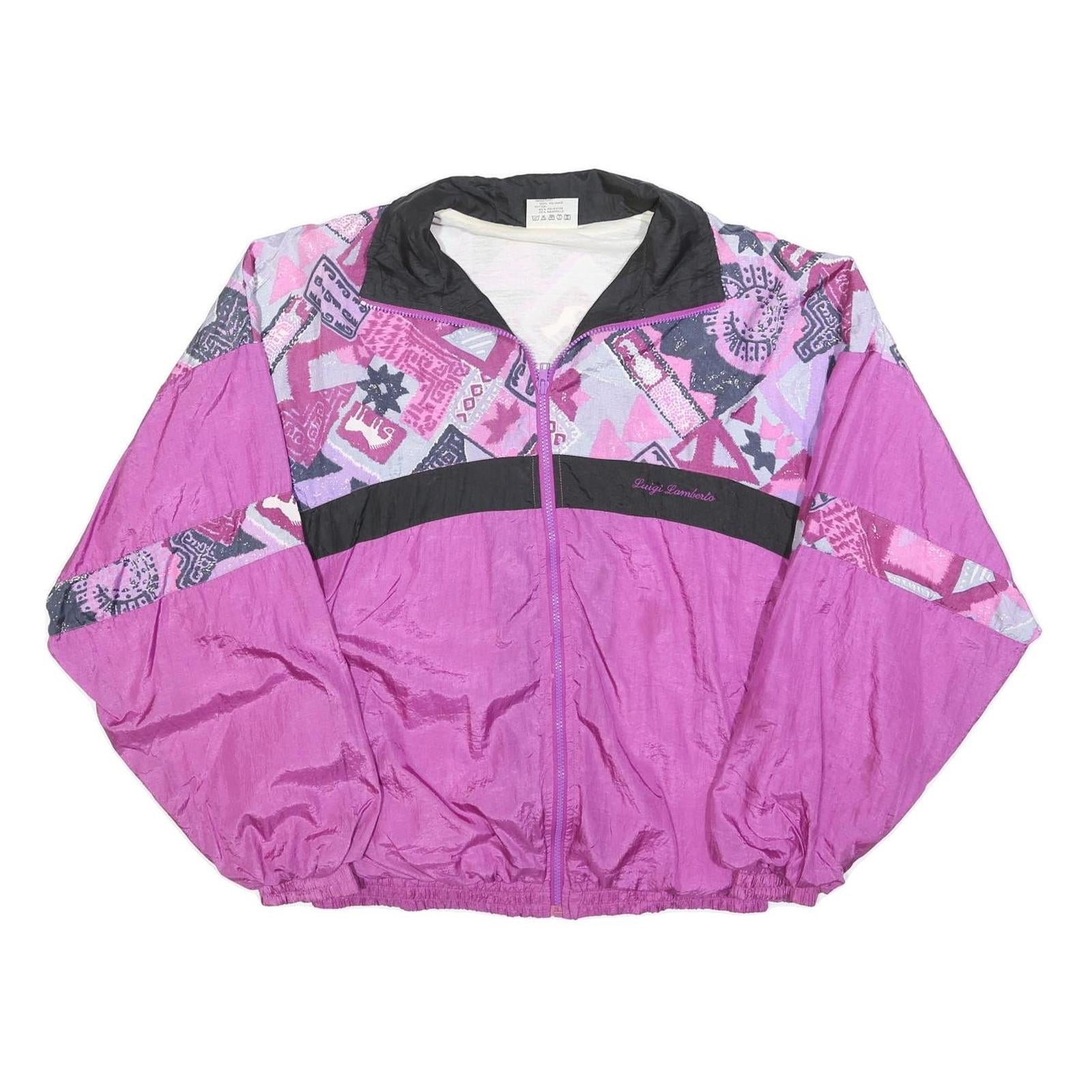 LUIGI LAMBERTO Mens Purple & Pink Printed Nylon Jacket M Lightweight Windbreaker Refurbished - N/A refurbished available on Cerqular