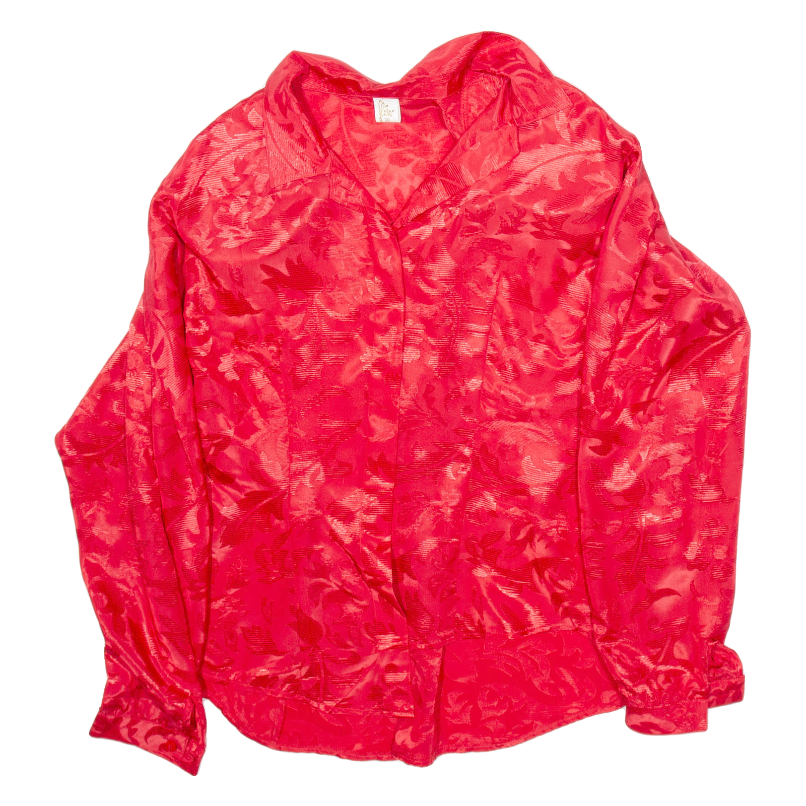 FLIER Womens Printed Shirt Red Collared Long Sleeve Silk Floral M Refurbished - N/A refurbished available on Cerqular