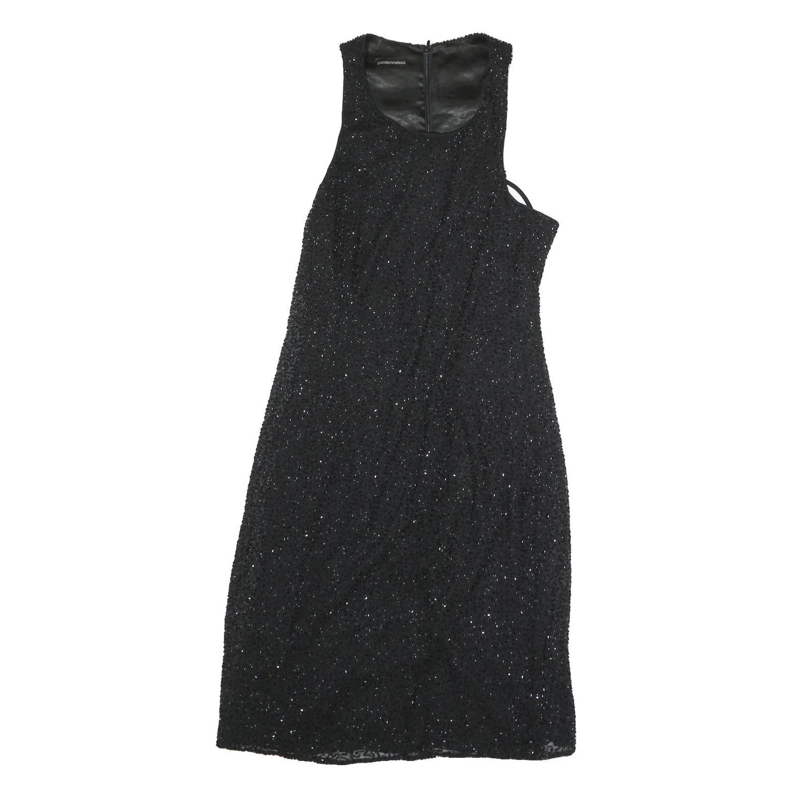 EMPORIO ARMANI Womens Black Bodycon Polyester Midi Dress Sleeveless Zip Refurbished - N/A refurbished available on Cerqular