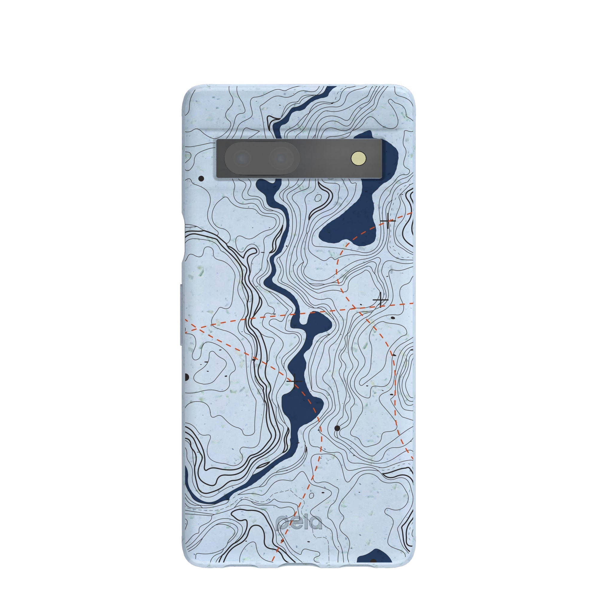 Powder Blue Contour Lines Google Pixel 7a Case Refurbished - Pela Case refurbished available on Cerqular