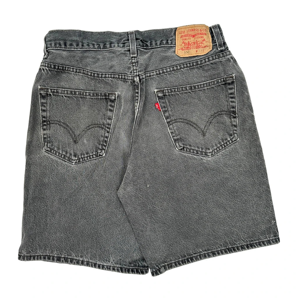 Levis Denim Shorts - 30W 10L Grey Cotton Refurbished - Thrifted (note: this is a term often used to describe second- refurbished available on Cerqular