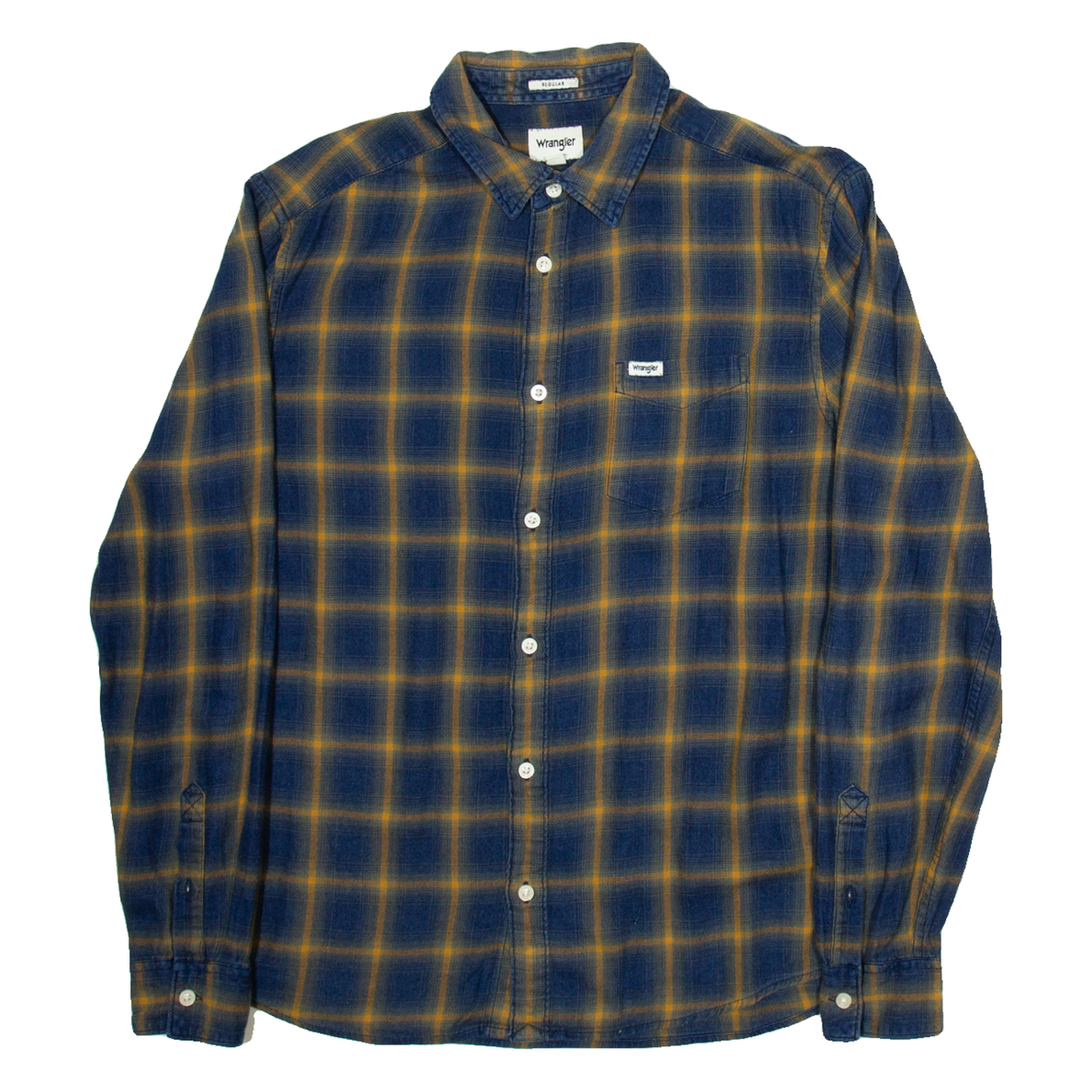 WRANGLER Mens Shirt Blue Check Long Sleeve M Refurbished - N/A refurbished available on Cerqular