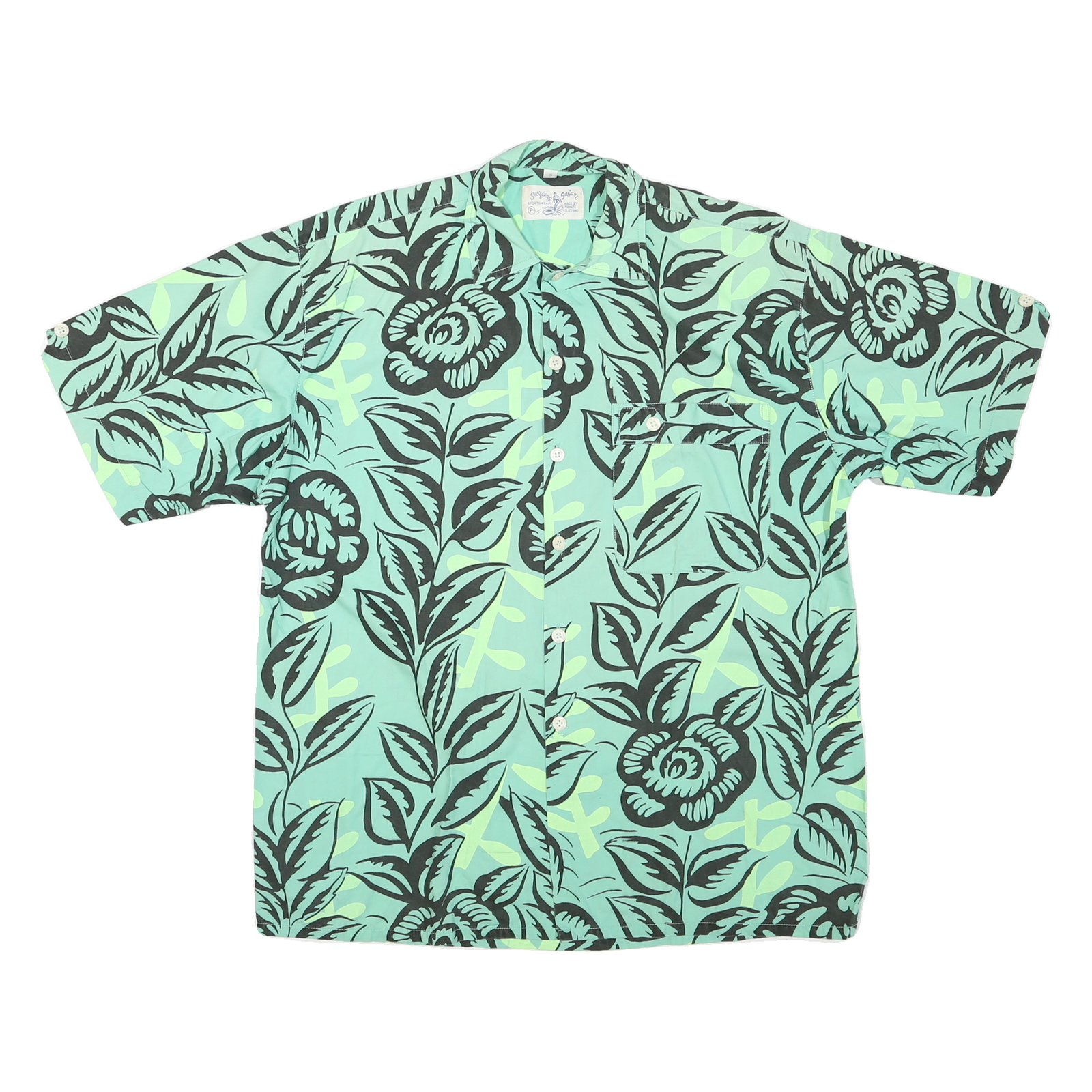 SURFING SAFARI Mens Blue Green Floral Pattern Shirt XL Cotton Blend Casual Refurbished - N/A refurbished available on Cerqular