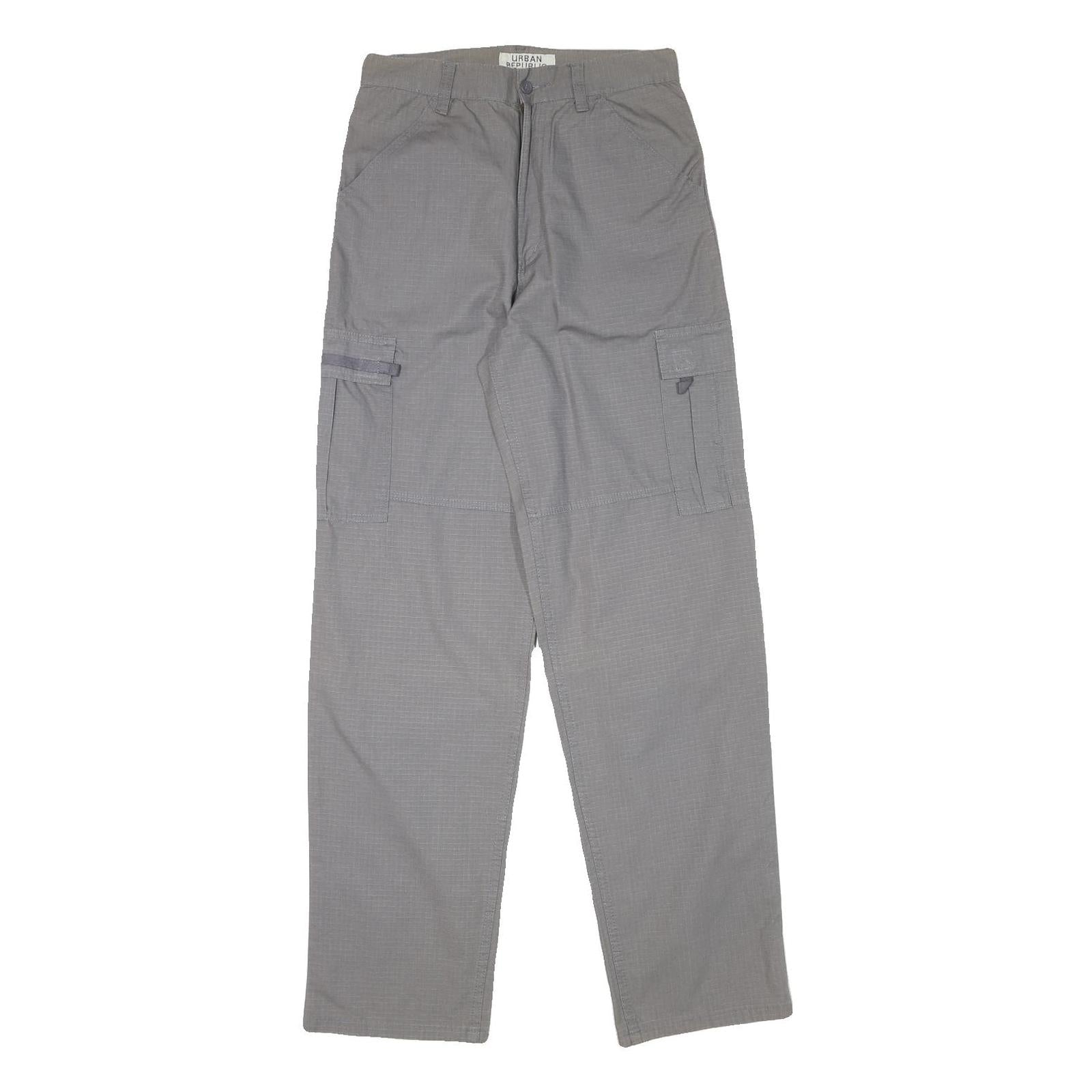 URBAN REPUBLIC Mens Grey Relaxed Straight Trousers W28 L32 Cotton Blend Cargo Refurbished - N/A refurbished available on Cerqular