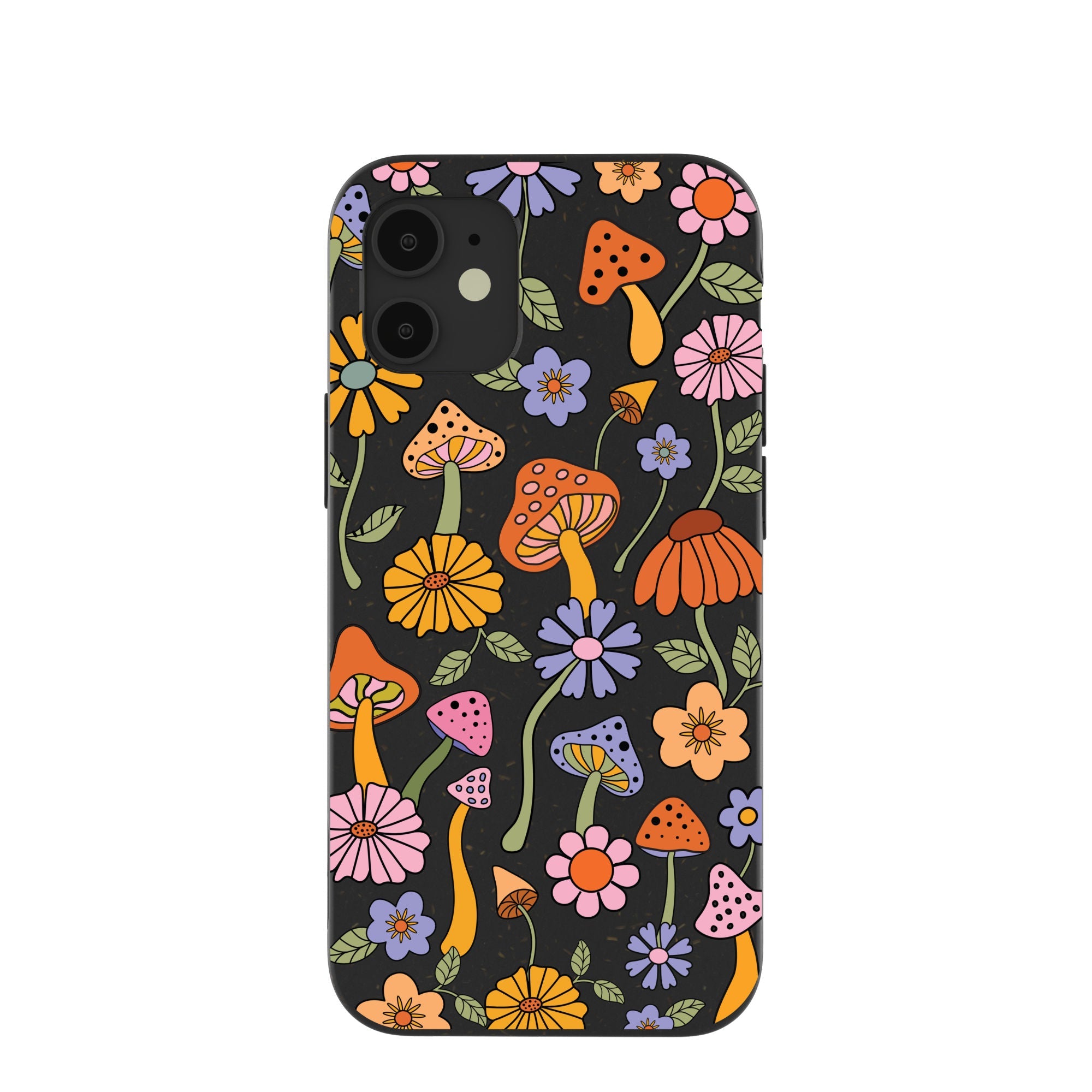 Black Midnight Shrooms iPhone 12 Mini Case Refurbished - Pela Case refurbished available on Cerqular