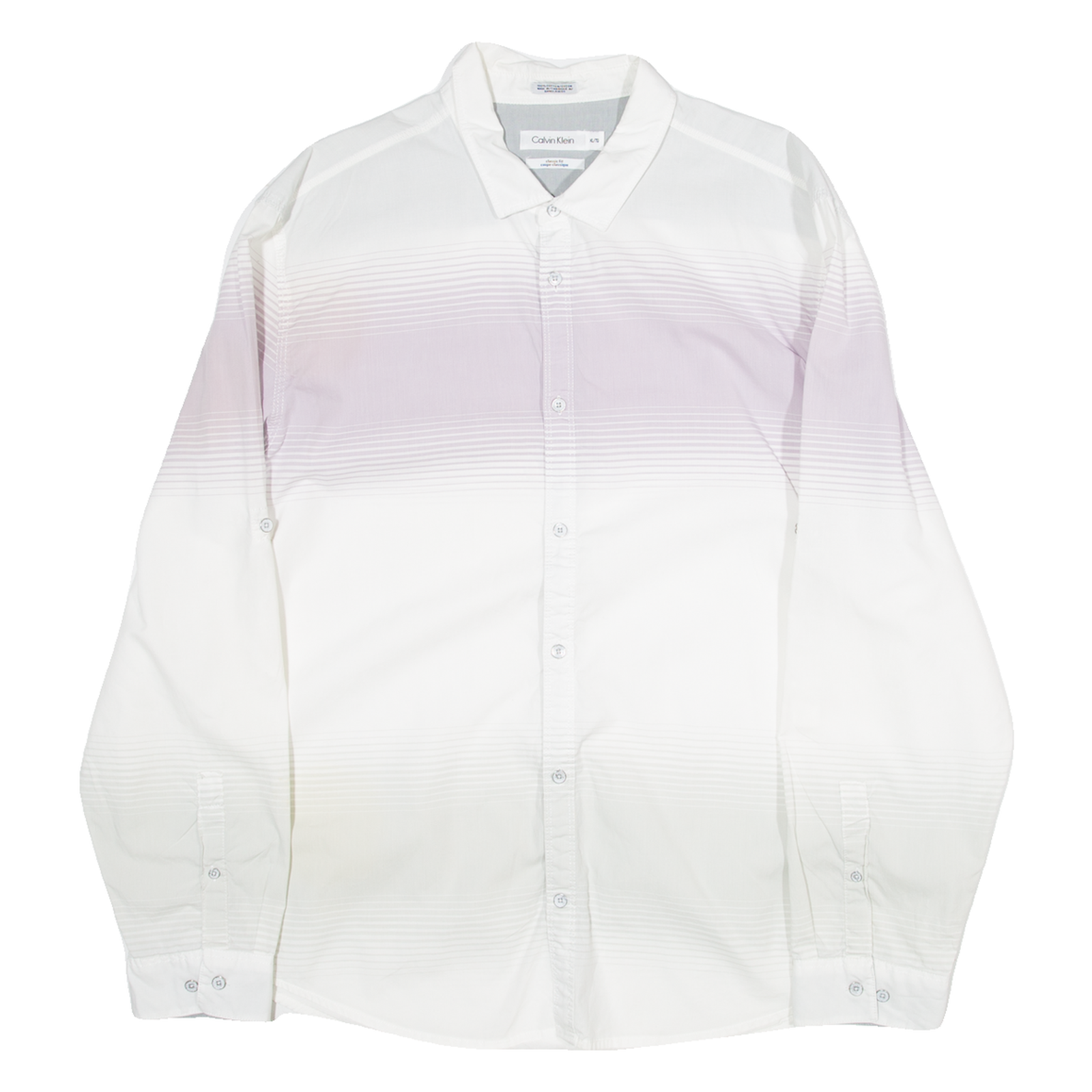 CALVIN KLEIN Classic Fit Mens Shirt Purple Striped Long Sleeve XL Refurbished - N/A refurbished available on Cerqular