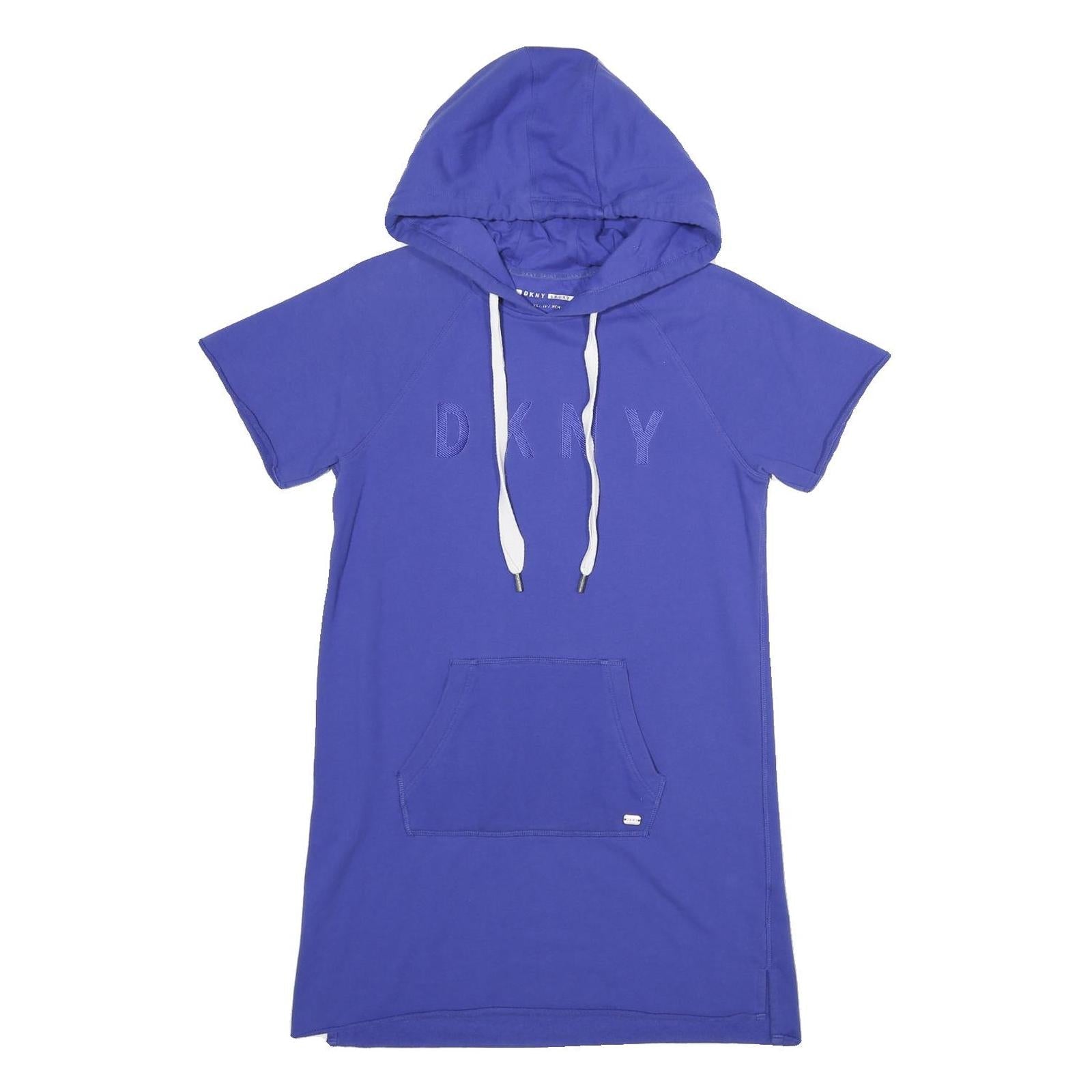 DKNY Womens Blue Hoodie Dress Cotton Blend Short Sleeve XS Casual Everyday Refurbished - N/A refurbished available on Cerqular