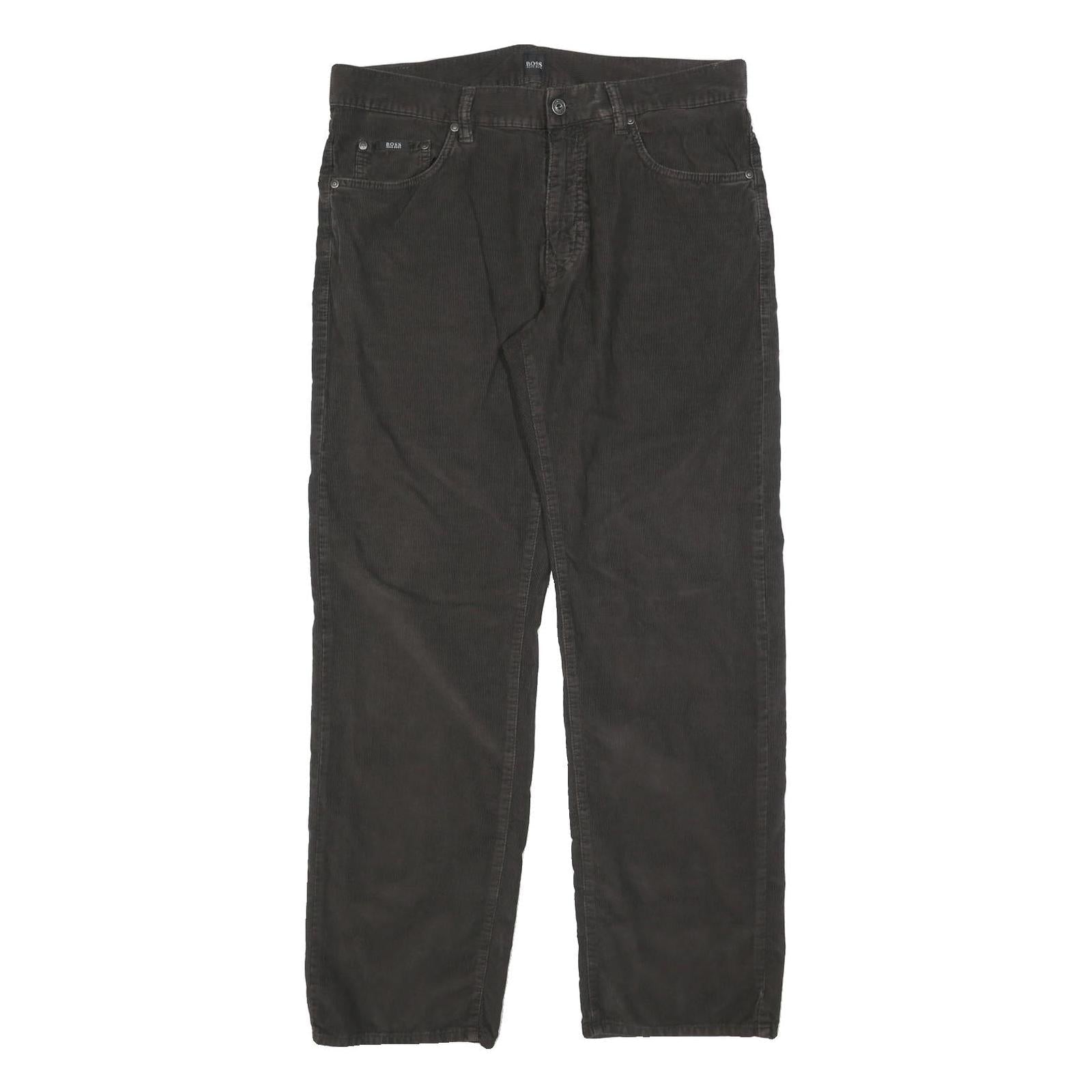HUGO BOSS Mens Cotton Blend Black Regular Fit Straight Leg Trousers W36 L32 Refurbished - N/A refurbished available on Cerqular