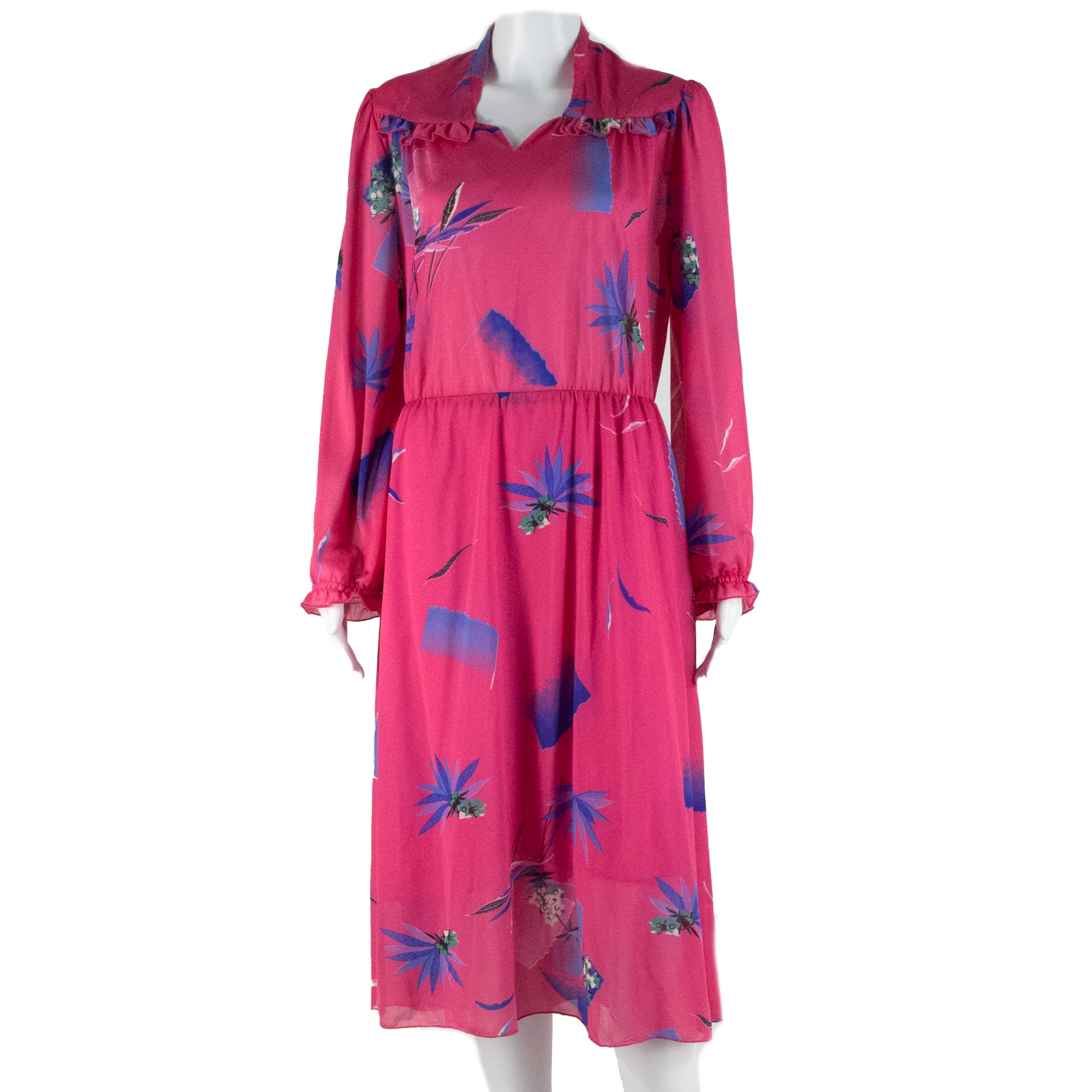 CHARLY Sheer Womens Day Dress Pink Floral Long Sleeve Midi M Refurbished - N/A refurbished available on Cerqular