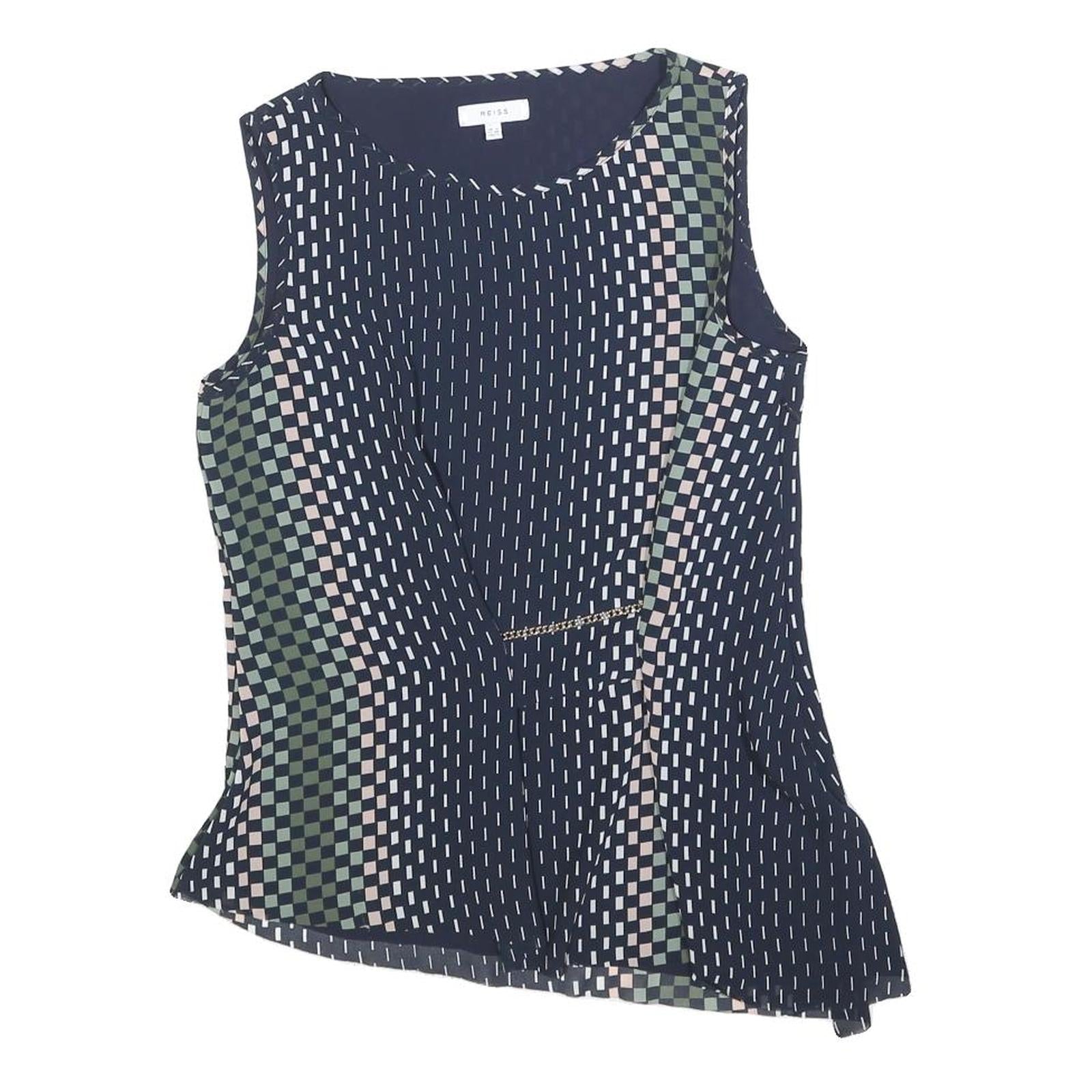 Buy REISS Womens Navy Blue Green Printed Sleeveless Round Neck Top UK 8 Elegant Refurbished - $35.09 REISS Womens Navy Blue Green Printed Sleeveless Round Neck Top UK 8 Elegant Refurbished - N/A refurbished available on Cerqular
