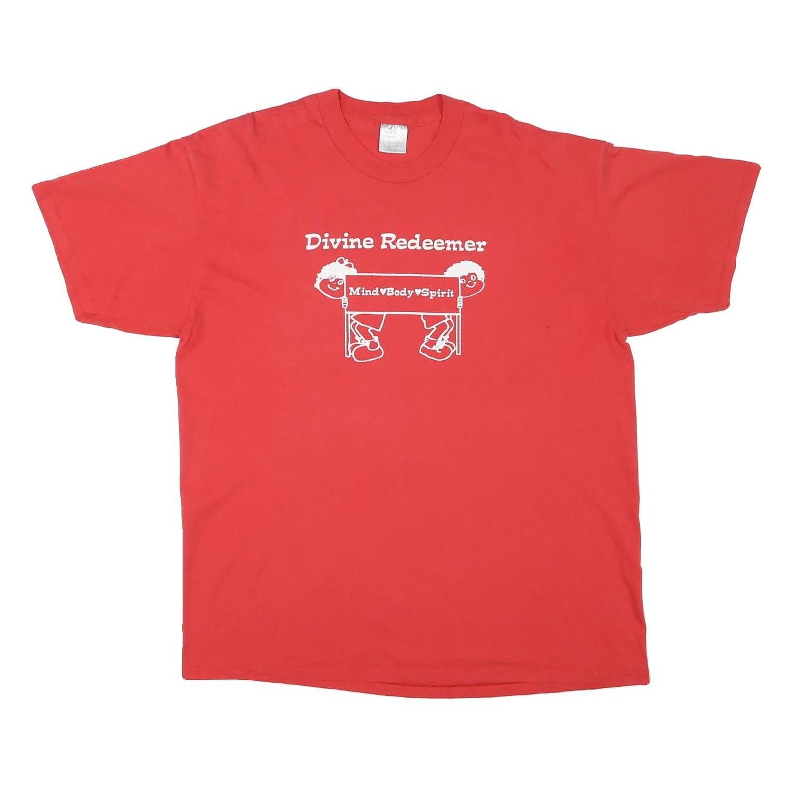 Buy ONEITA Mens Red Divine Redeemer Graphic T-Shirt 2XL Short Sleeve Crew Neck Refurbished - $19.49 ONEITA Mens Red Divine Redeemer Graphic T-Shirt 2XL Short Sleeve Crew Neck Refurbished - N/A refurbished available on Cerqular
