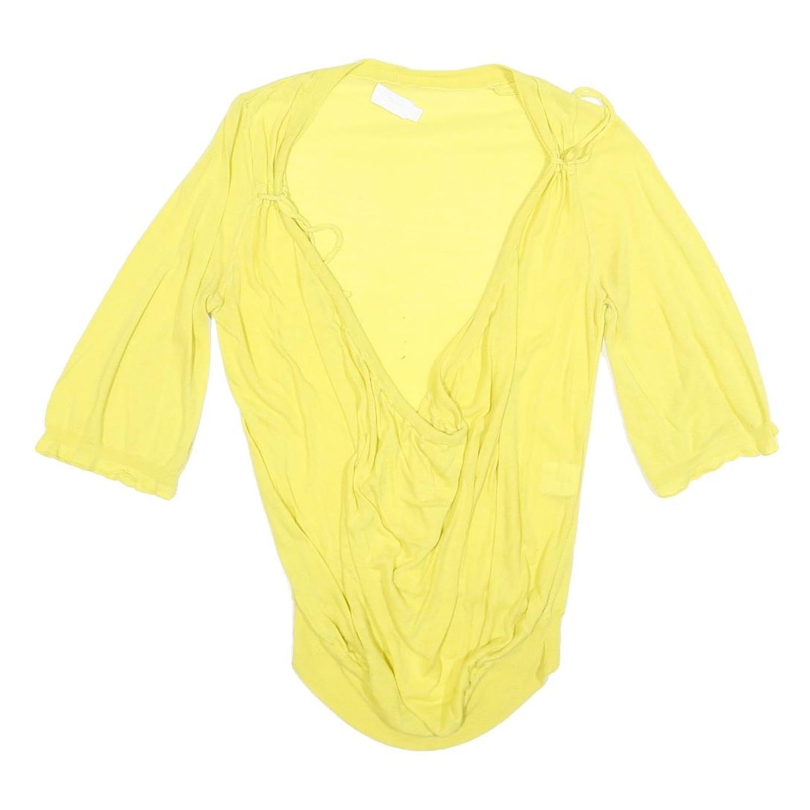 ALL SAINTS Womens Yellow Basic Top 3/4 Sleeve Round Neck S Lightweight Casual Refurbished - N/A refurbished available on Cerqular